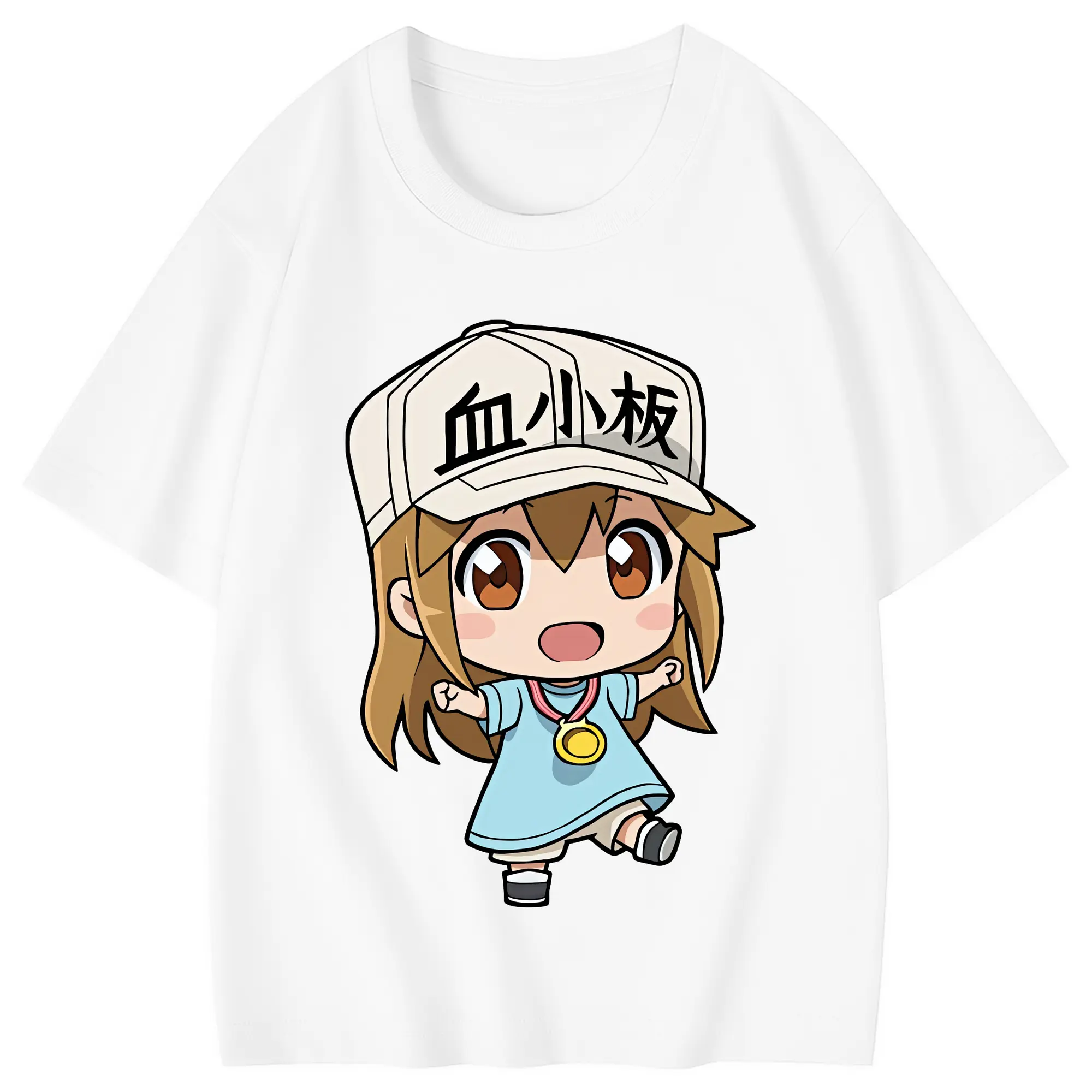 はたらく細胞 グッズ,血小板 - 綿100％ キッズTシャツ ・ フロントプリント ・ 快適 通気性 ・ スポーツ カジュアル 散歩用
