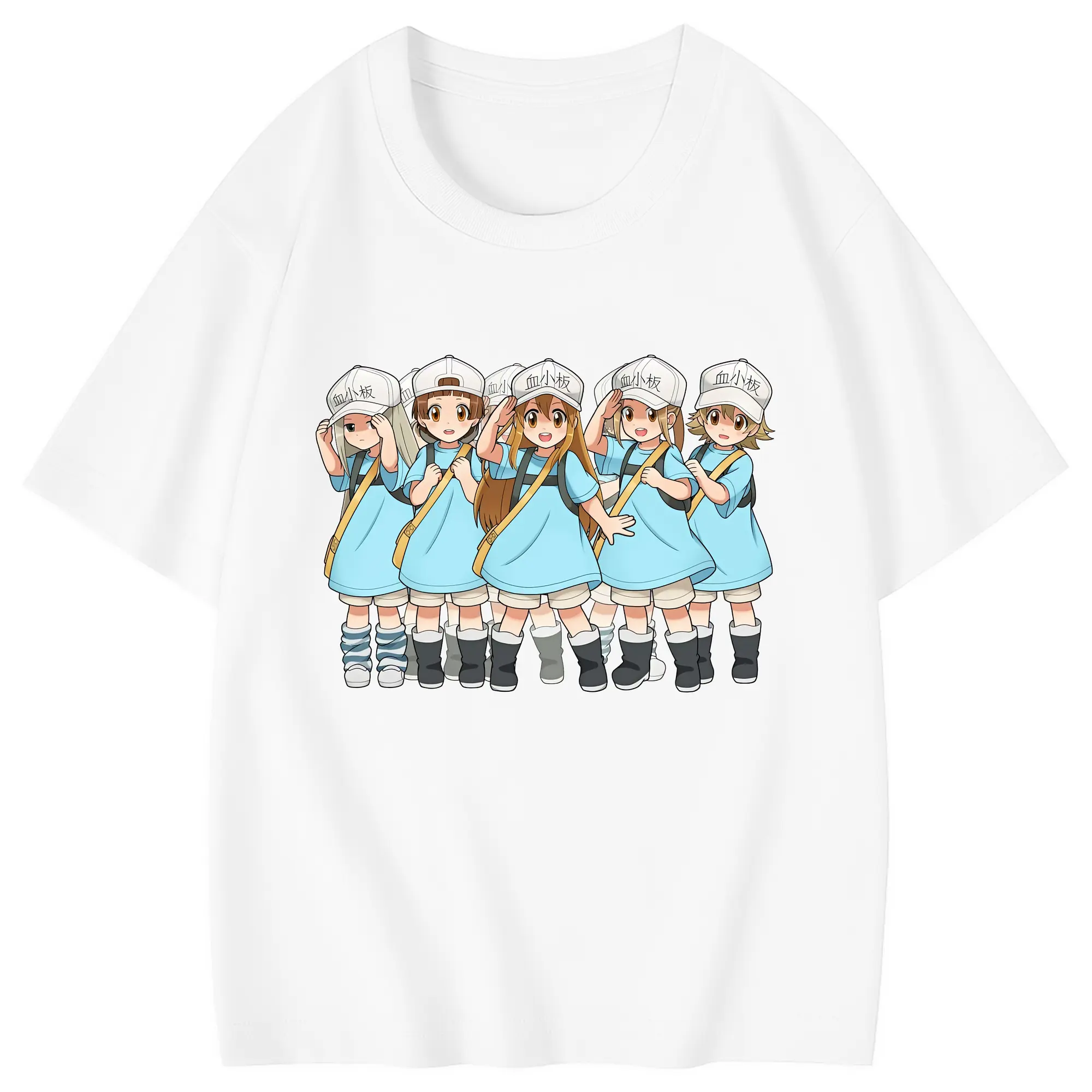 はたらく細胞 グッズ,血小板 - 綿100％ キッズTシャツ ・ フロントプリント ・ 快適 通気性 ・ スポーツ カジュアル 散歩用