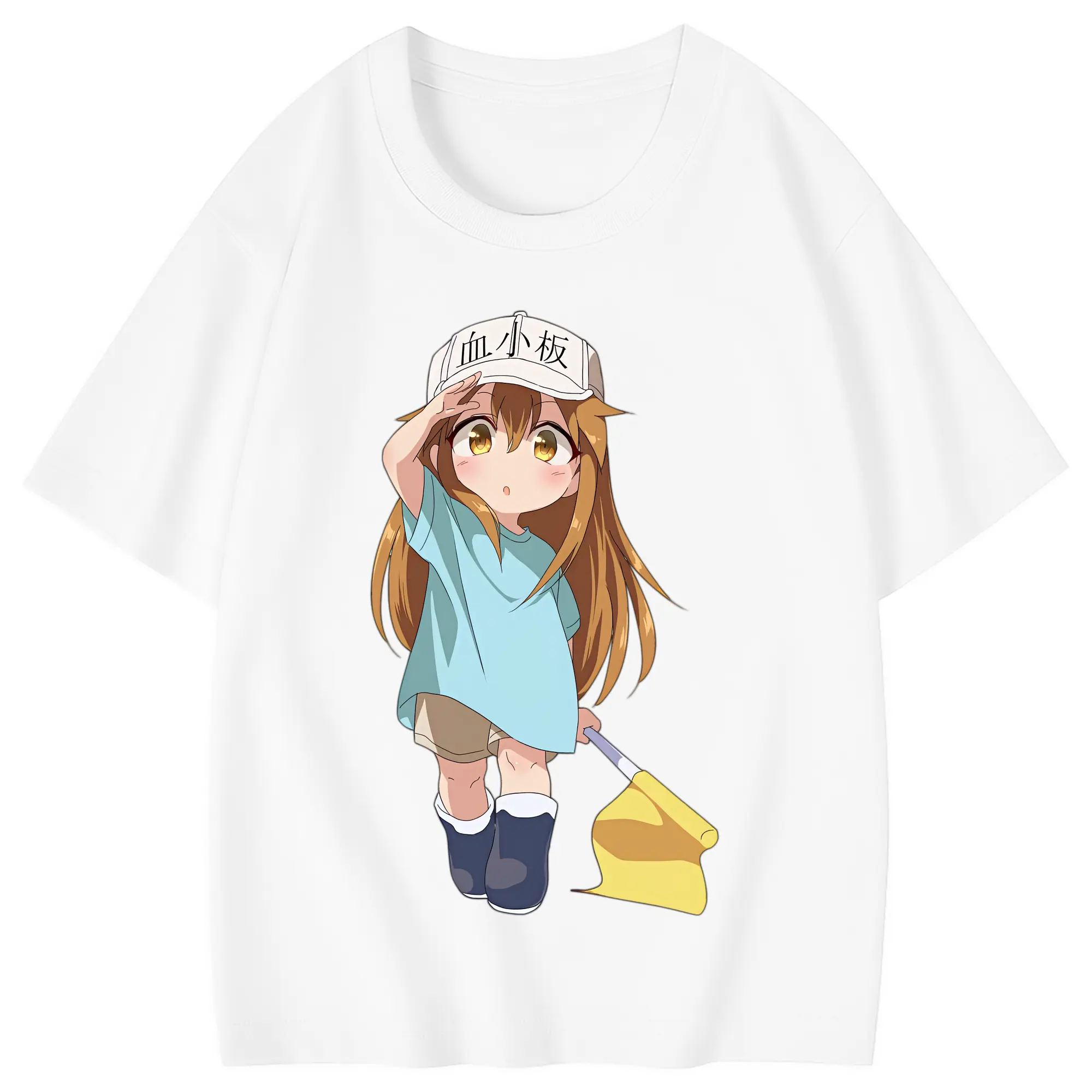 はたらく細胞 グッズ,血小板 - 綿100％ キッズTシャツ ・ フロントプリント ・ 快適 通気性 ・ スポーツ カジュアル 散歩用