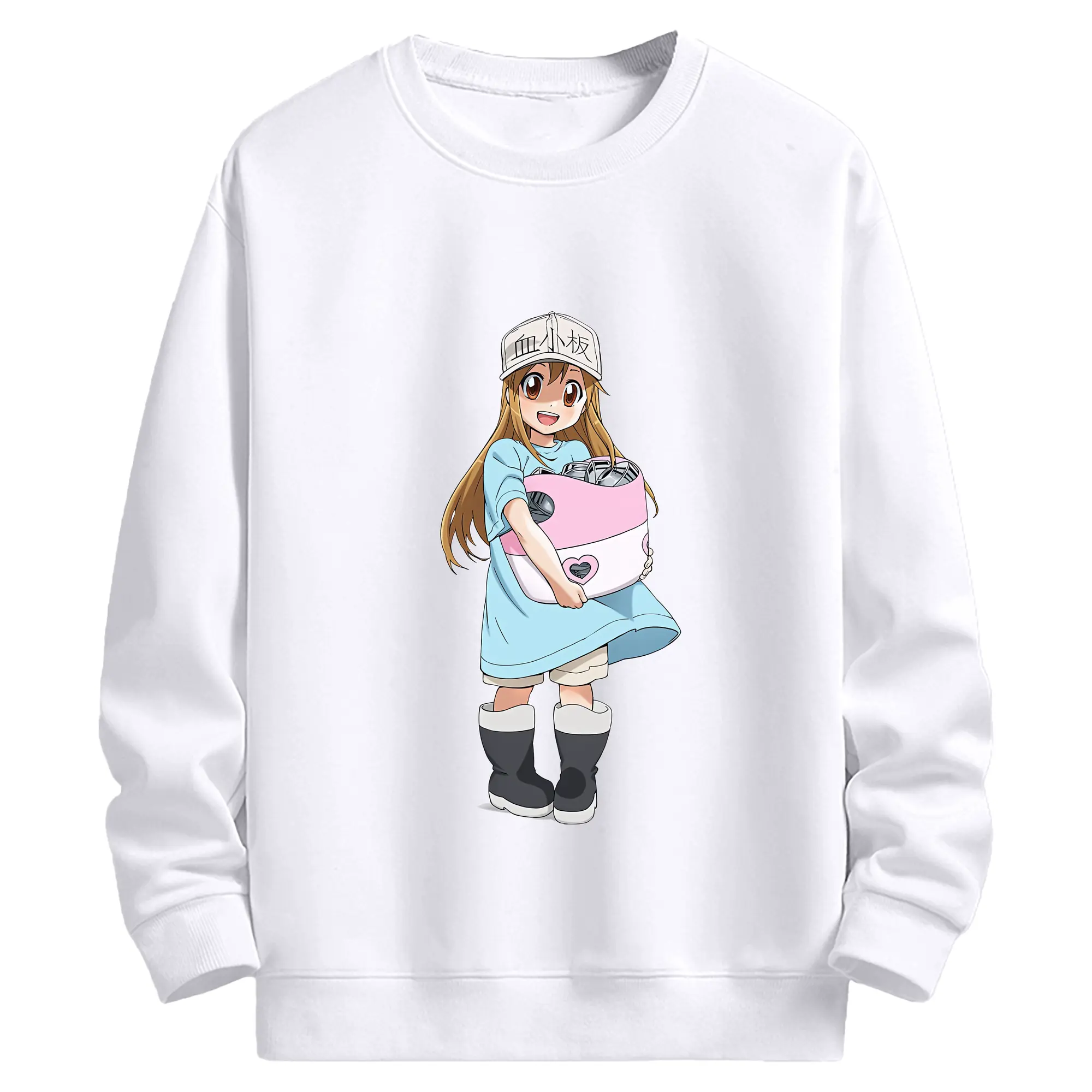 はたらく細胞 グッズ,血小板 - 高品質 クルーネック スウェット ・ コットン59％ ポリエステル41％ ・ ユニセックス 長袖 トレーナー ・ カジュアル デイリー スポーツ 散歩用