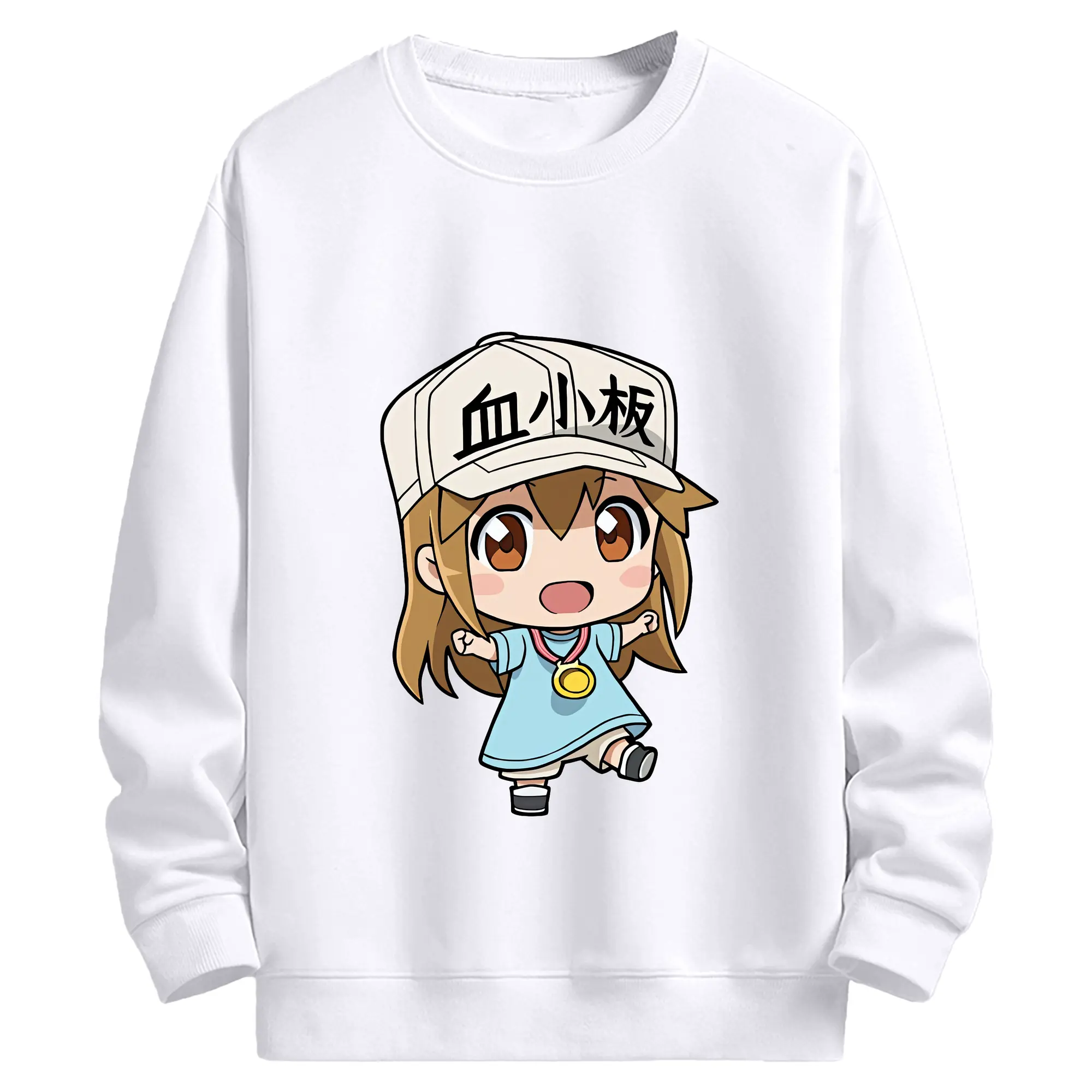 はたらく細胞 グッズ,血小板 - 高品質 クルーネック スウェット ・ コットン59％ ポリエステル41％ ・ ユニセックス 長袖 トレーナー ・ カジュアル デイリー スポーツ 散歩用