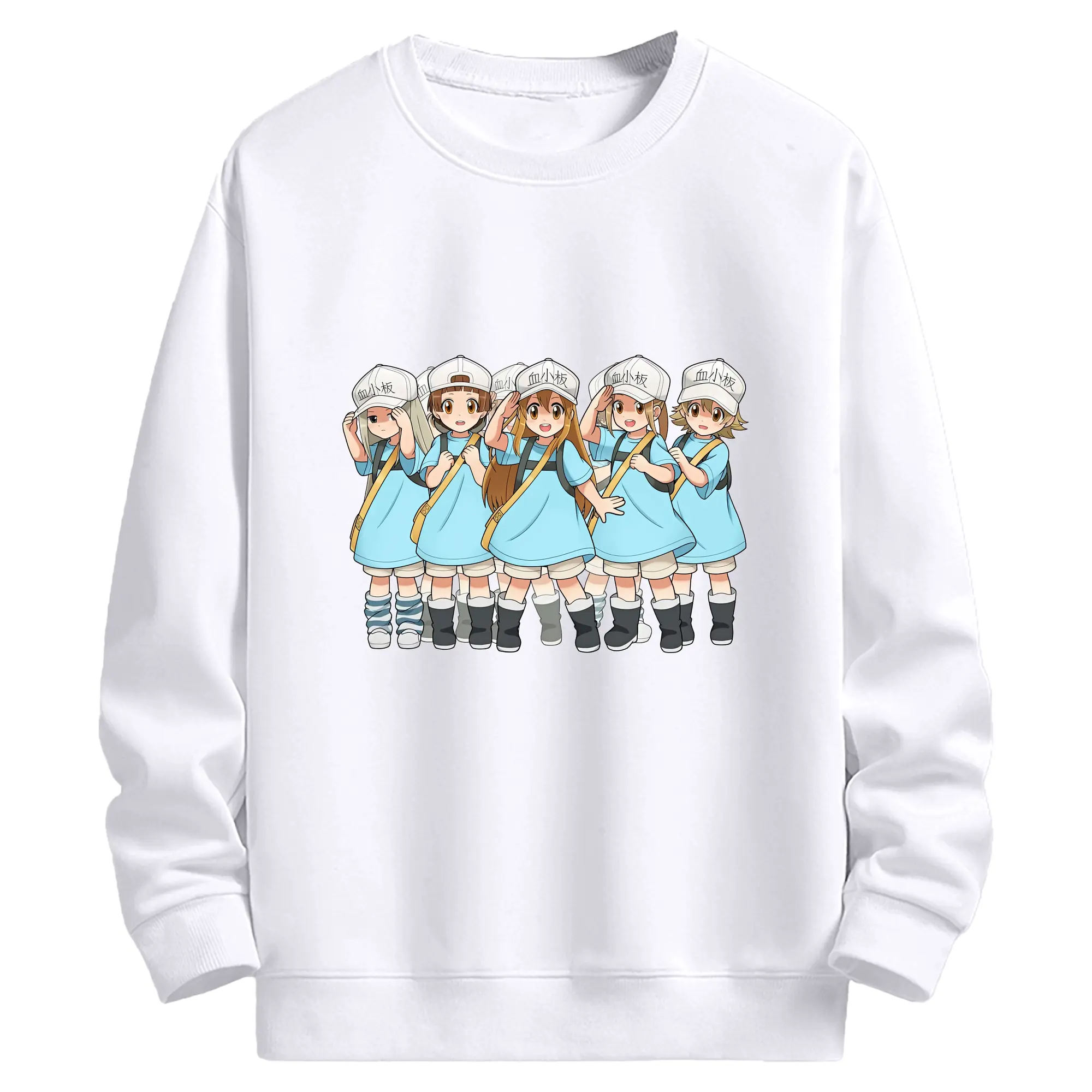 はたらく細胞 グッズ,血小板 - 高品質 クルーネック スウェット ・ コットン59％ ポリエステル41％ ・ ユニセックス 長袖 トレーナー ・ カジュアル デイリー スポーツ 散歩用