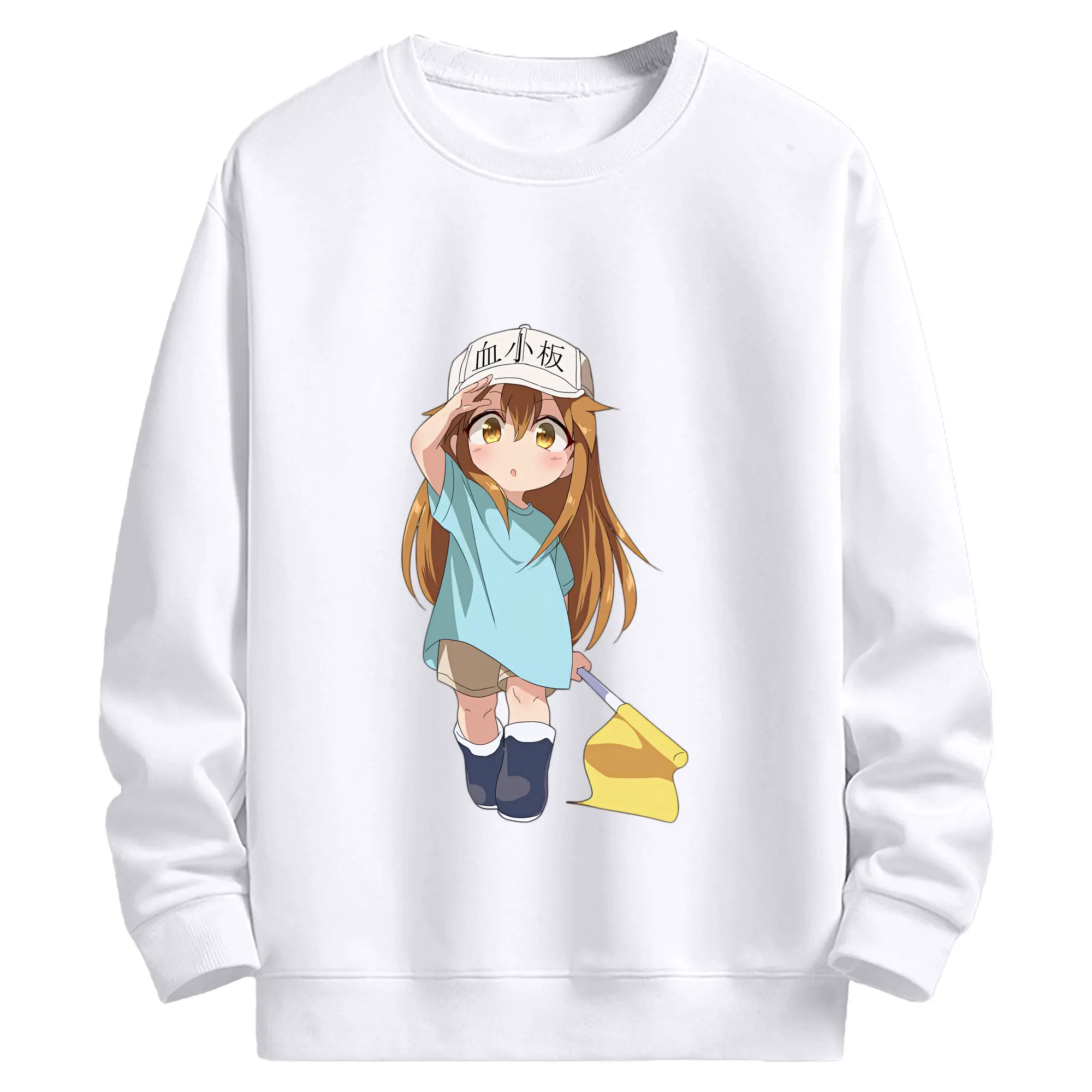 はたらく細胞 グッズ,血小板 - 高品質 クルーネック スウェット ・ コットン59％ ポリエステル41％ ・ ユニセックス 長袖 トレーナー ・ カジュアル デイリー スポーツ 散歩用
