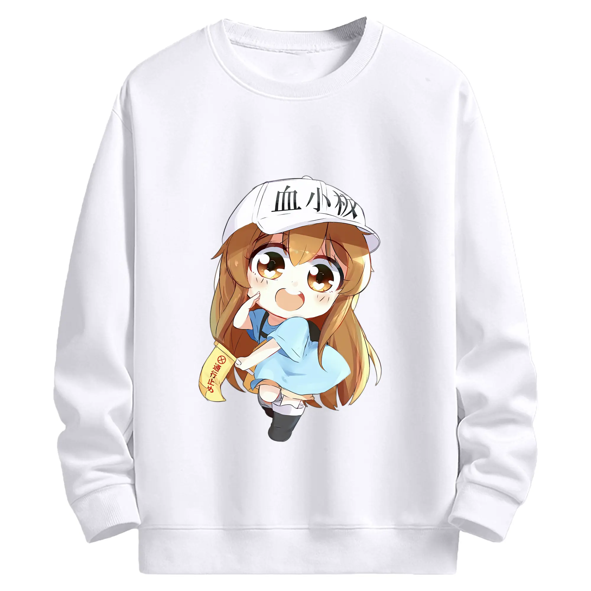 はたらく細胞 グッズ,血小板 - 高品質 クルーネック スウェット ・ コットン59％ ポリエステル41％ ・ ユニセックス 長袖 トレーナー ・ カジュアル デイリー スポーツ 散歩用