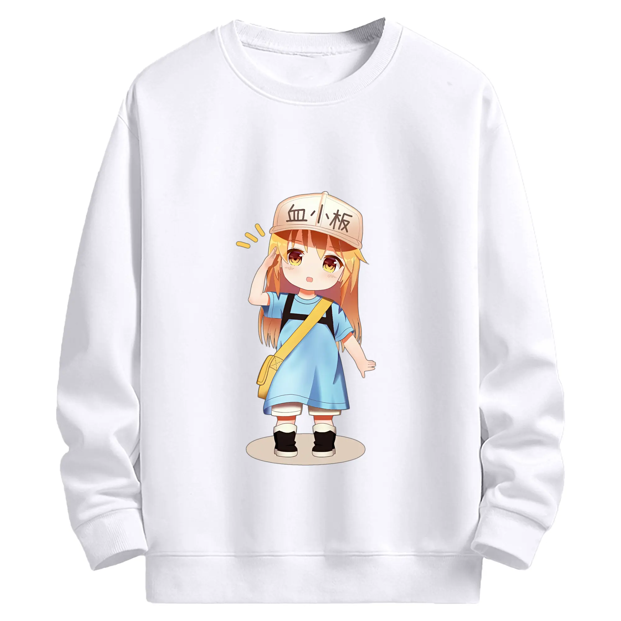 はたらく細胞 グッズ,血小板 - 高品質 クルーネック スウェット ・ コットン59％ ポリエステル41％ ・ ユニセックス 長袖 トレーナー ・ カジュアル デイリー スポーツ 散歩用