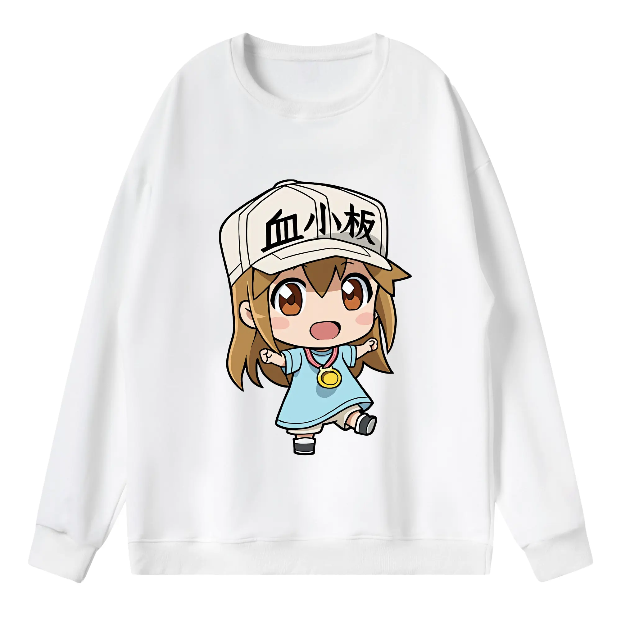 はたらく細胞 グッズ,血小板 - 薄手 クルーネック スウェット 裏毛260g · ポリエステル 春秋向け カジュアル 男女兼用 · トレーナー デイリー スポーツ 散歩に最適