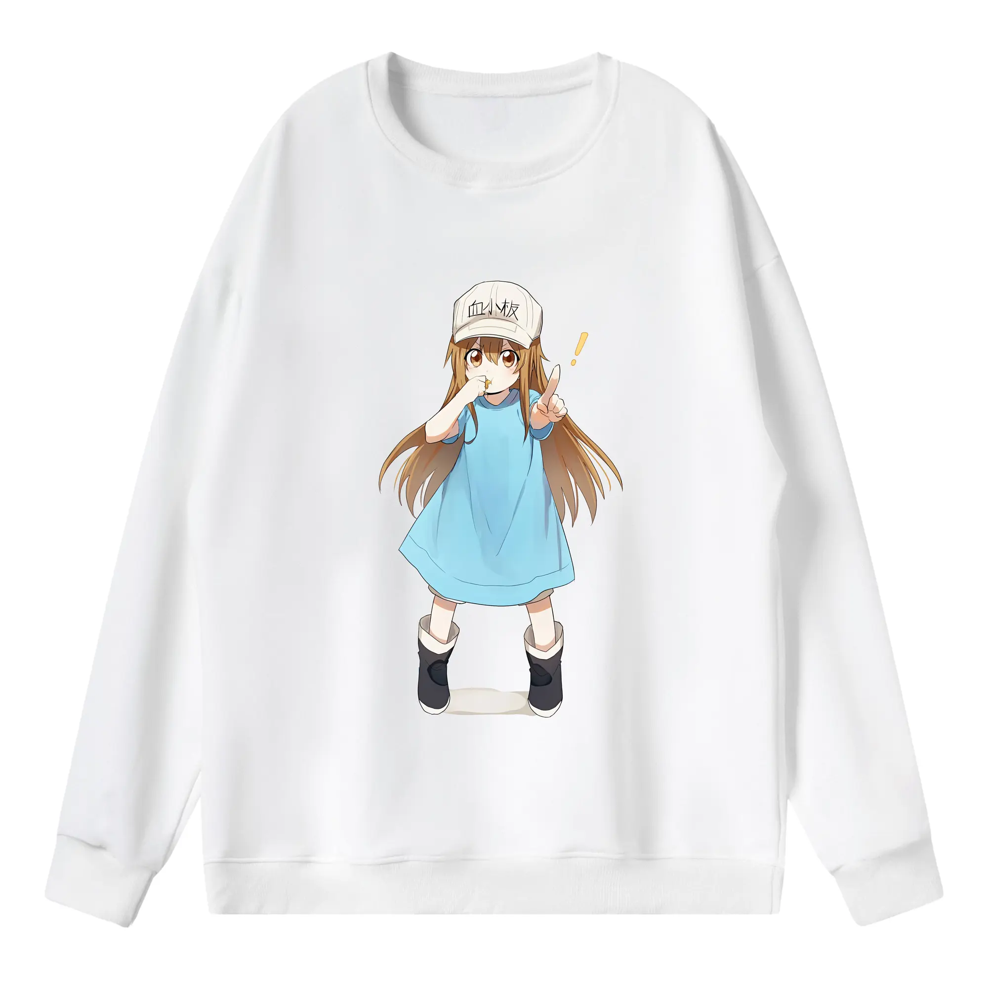 はたらく細胞 グッズ,血小板 - 薄手 クルーネック スウェット 裏毛260g · ポリエステル 春秋向け カジュアル 男女兼用 · トレーナー デイリー スポーツ 散歩に最適
