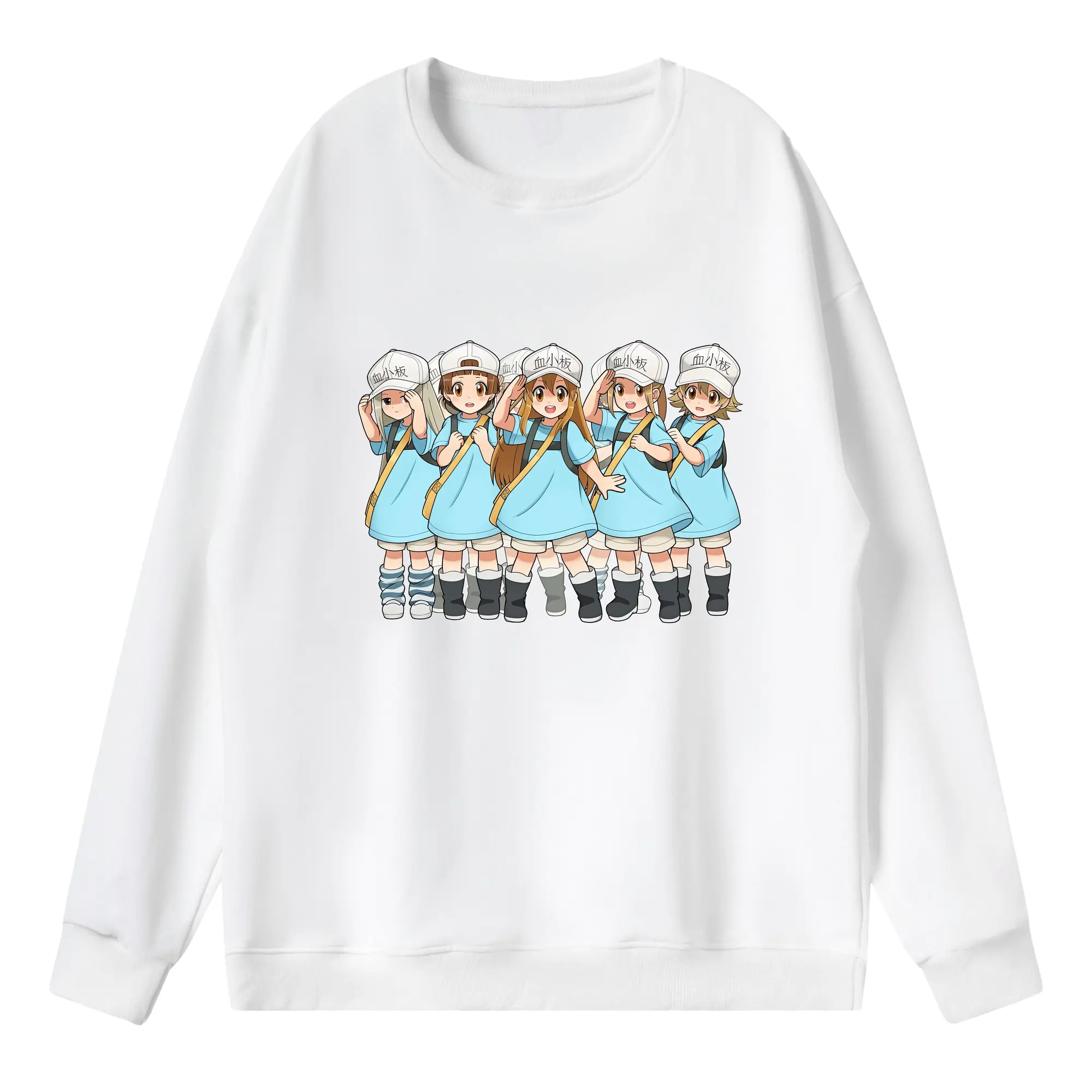 はたらく細胞 グッズ,血小板 - 薄手 クルーネック スウェット 裏毛260g · ポリエステル 春秋向け カジュアル 男女兼用 · トレーナー デイリー スポーツ 散歩に最適