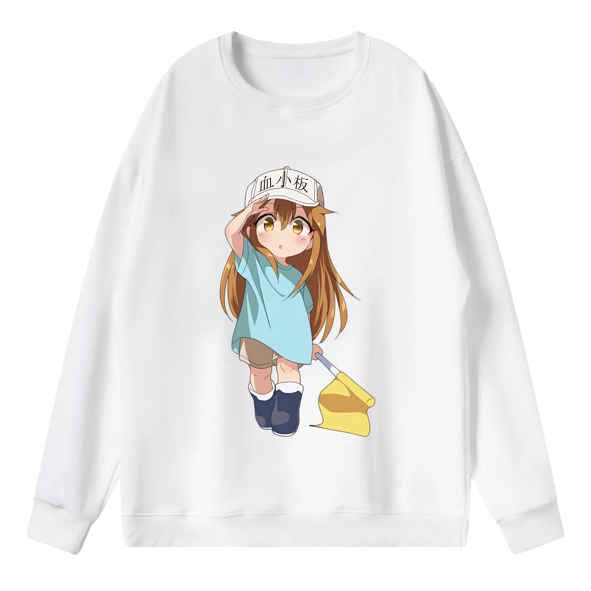 はたらく細胞 グッズ,血小板 - 薄手 クルーネック スウェット 裏毛260g · ポリエステル 春秋向け カジュアル 男女兼用 · トレーナー デイリー スポーツ 散歩に最適