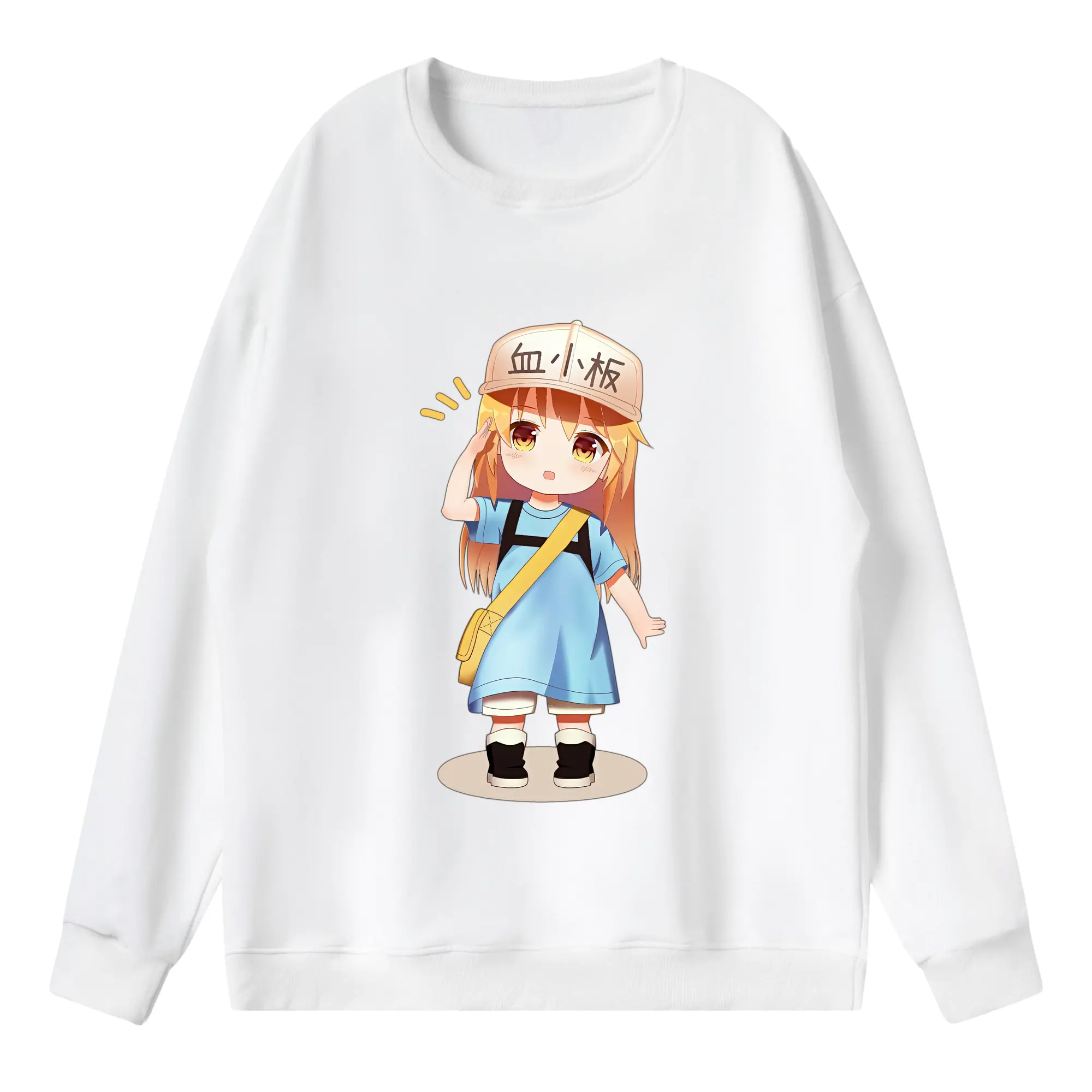 はたらく細胞 グッズ,血小板 - 薄手 クルーネック スウェット 裏毛260g · ポリエステル 春秋向け カジュアル 男女兼用 · トレーナー デイリー スポーツ 散歩に最適