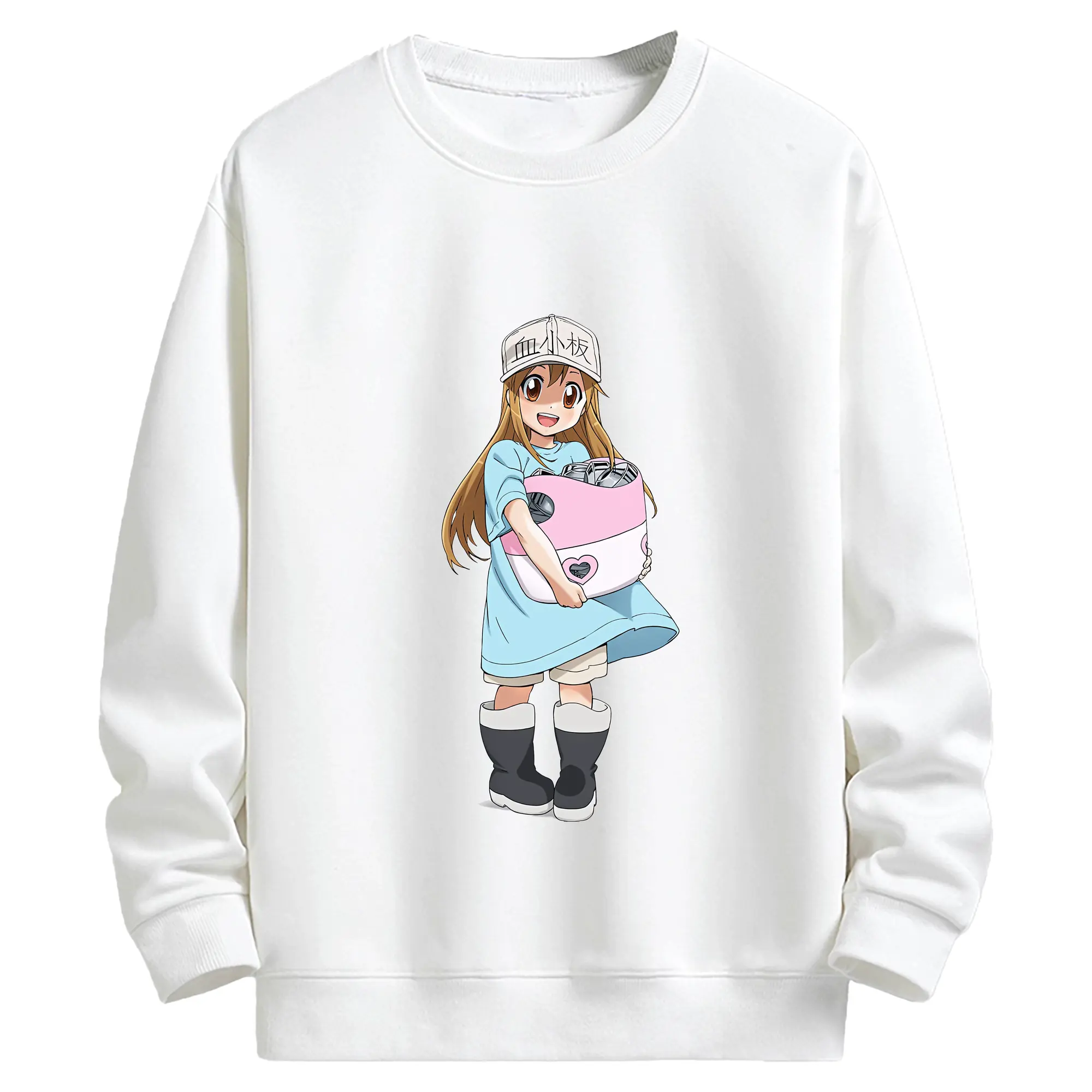 はたらく細胞 グッズ,血小板 - キッズ クルーネックスウェットシャツ ・ フロントプリント ・ 綿80％ ポリエステル20％ ・ 快適 通学 スポーツ 日常使い お散歩用