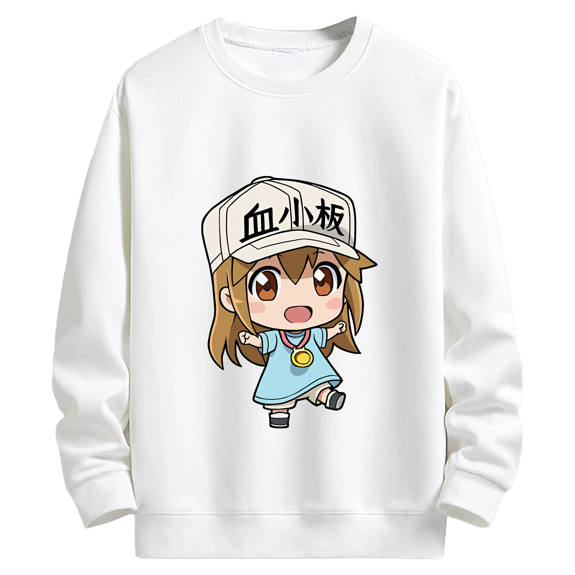 はたらく細胞 グッズ,血小板 - キッズ クルーネックスウェットシャツ ・ フロントプリント ・ 綿80％ ポリエステル20％ ・ 快適 通学 スポーツ 日常使い お散歩用