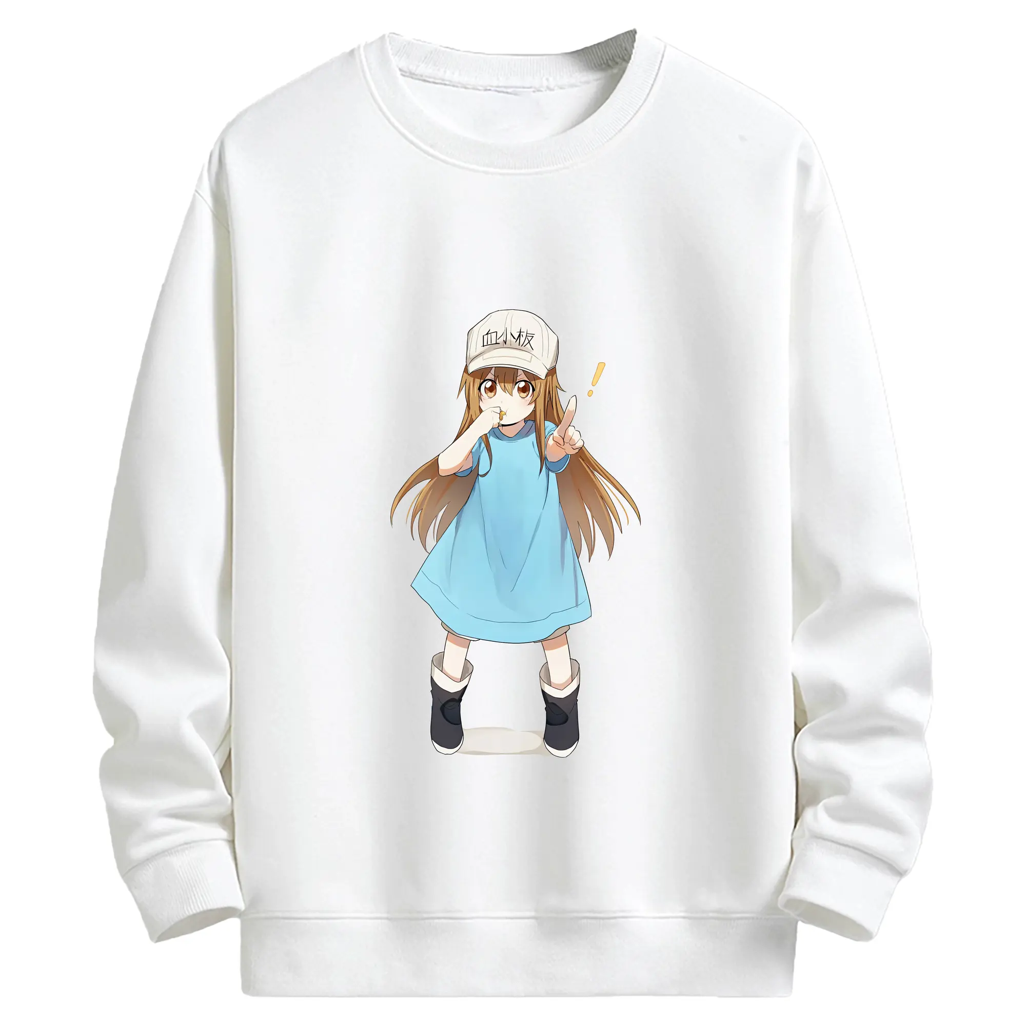 はたらく細胞 グッズ,血小板 - キッズ クルーネックスウェットシャツ ・ フロントプリント ・ 綿80％ ポリエステル20％ ・ 快適 通学 スポーツ 日常使い お散歩用