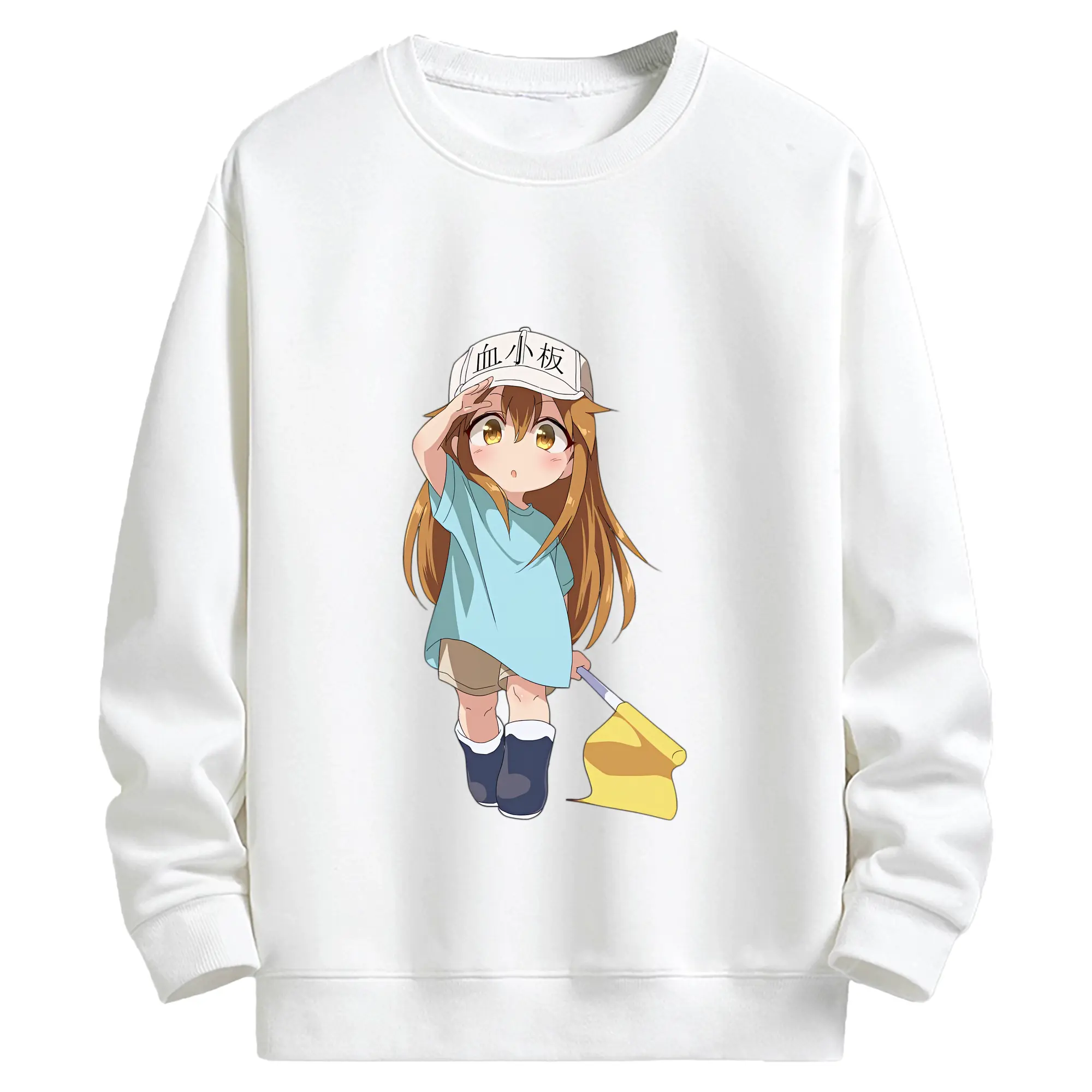 はたらく細胞 グッズ,血小板 - キッズ クルーネックスウェットシャツ ・ フロントプリント ・ 綿80％ ポリエステル20％ ・ 快適 通学 スポーツ 日常使い お散歩用
