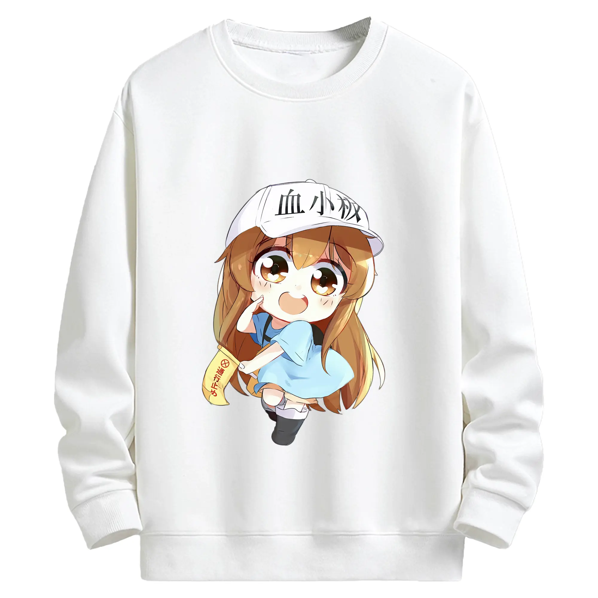 はたらく細胞 グッズ,血小板 - キッズ クルーネックスウェットシャツ ・ フロントプリント ・ 綿80％ ポリエステル20％ ・ 快適 通学 スポーツ 日常使い お散歩用