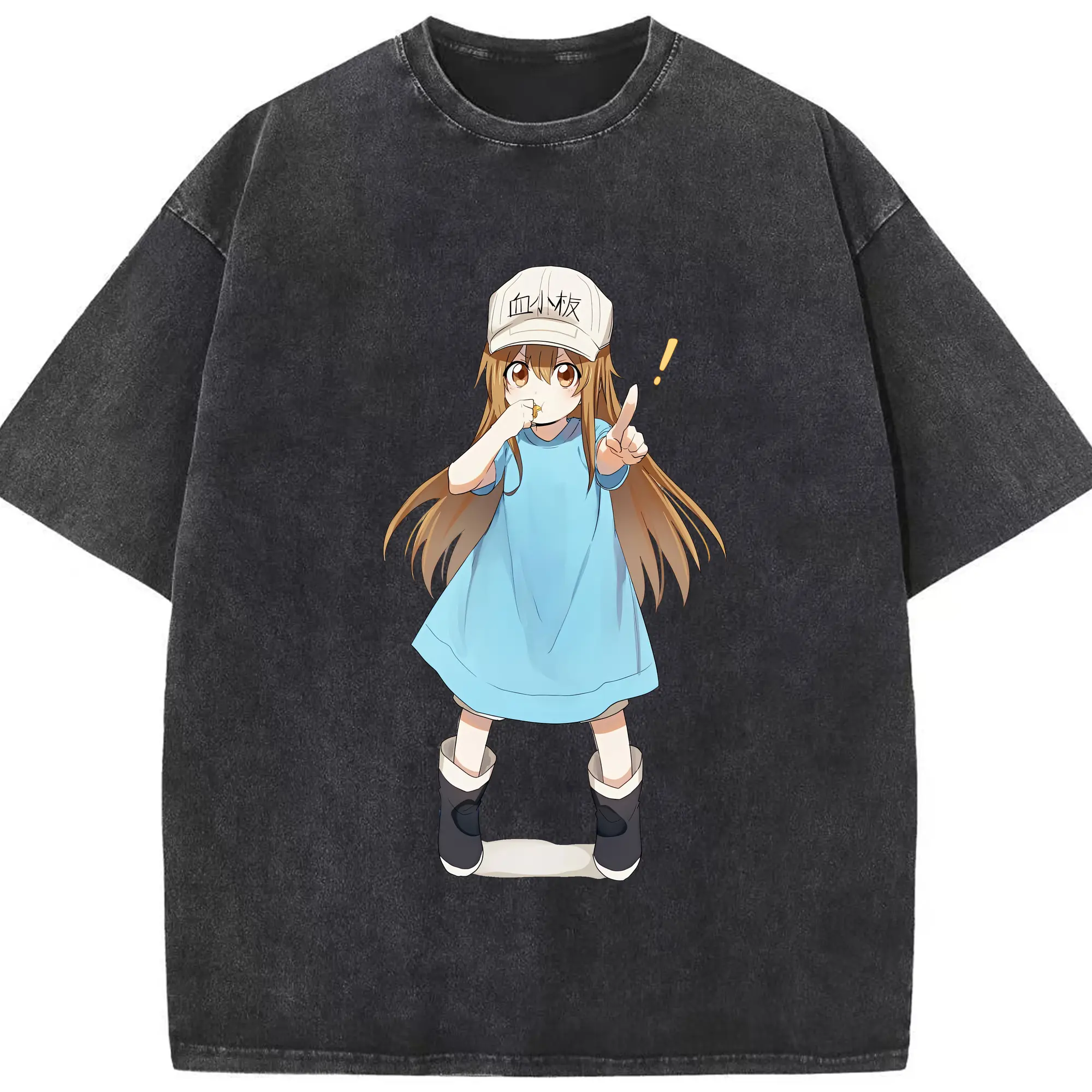 はたらく細胞 グッズ,血小板 - 綿100％ ヴィンテージ風 半袖Tシャツ ・ フロントプリント ・ 柔らか肌触り ・ 通気性 快適 ・ スポーツ カジュアル 外出用