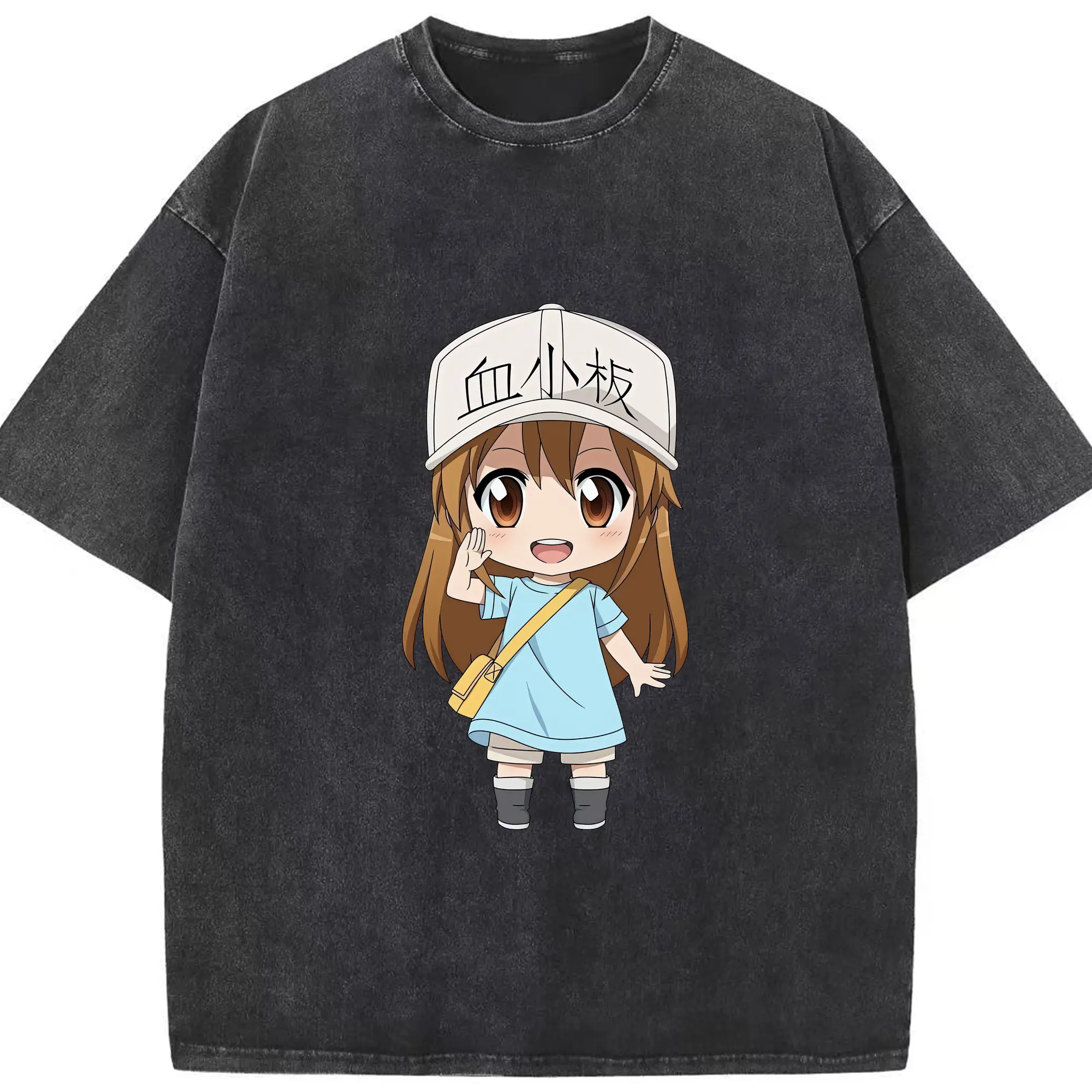 はたらく細胞 グッズ,血小板 - 綿100％ ヴィンテージ風 半袖Tシャツ ・ フロントプリント ・ 柔らか肌触り ・ 通気性 快適 ・ スポーツ カジュアル 外出用