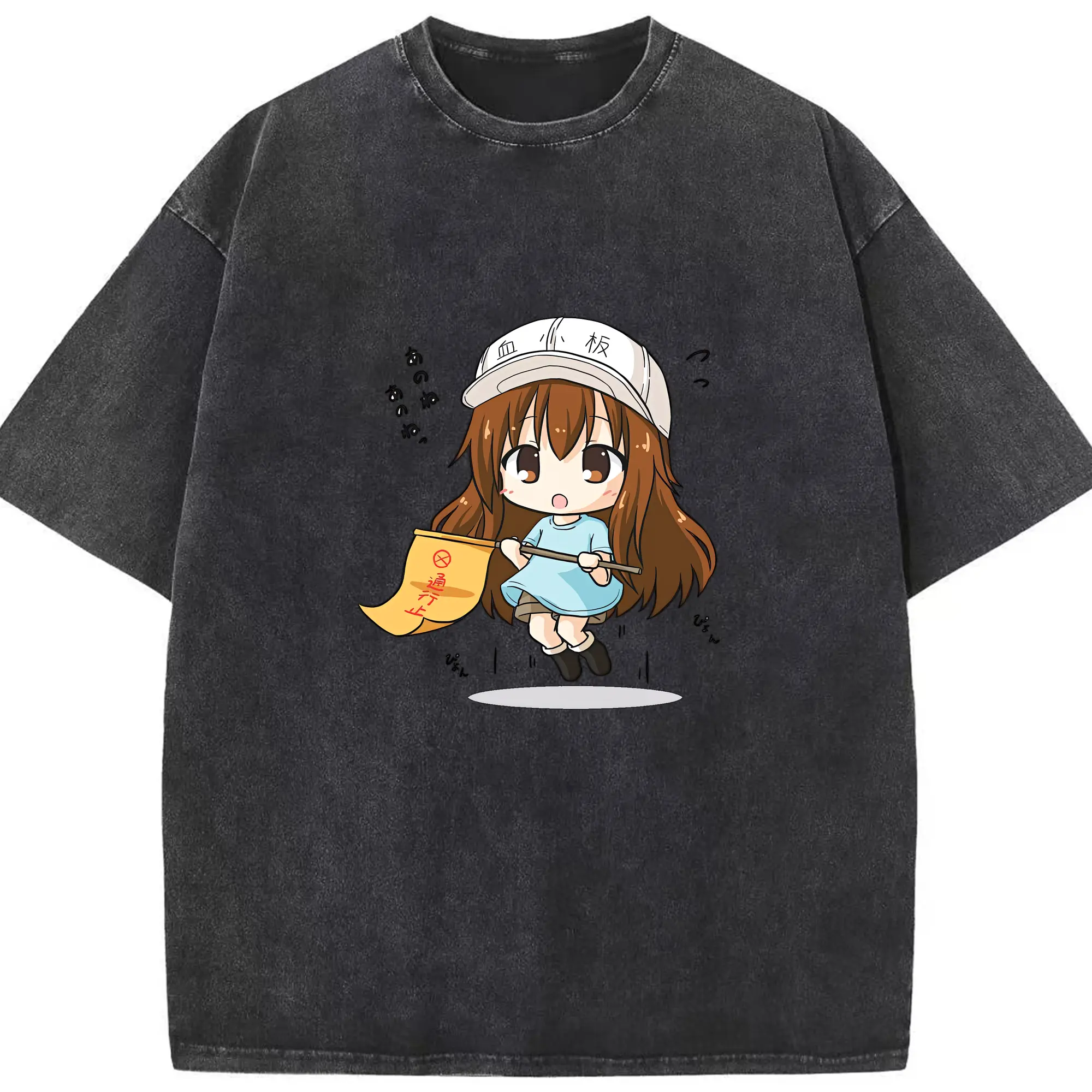はたらく細胞 グッズ,血小板 - 綿100％ ヴィンテージ風 半袖Tシャツ ・ フロントプリント ・ 柔らか肌触り ・ 通気性 快適 ・ スポーツ カジュアル 外出用