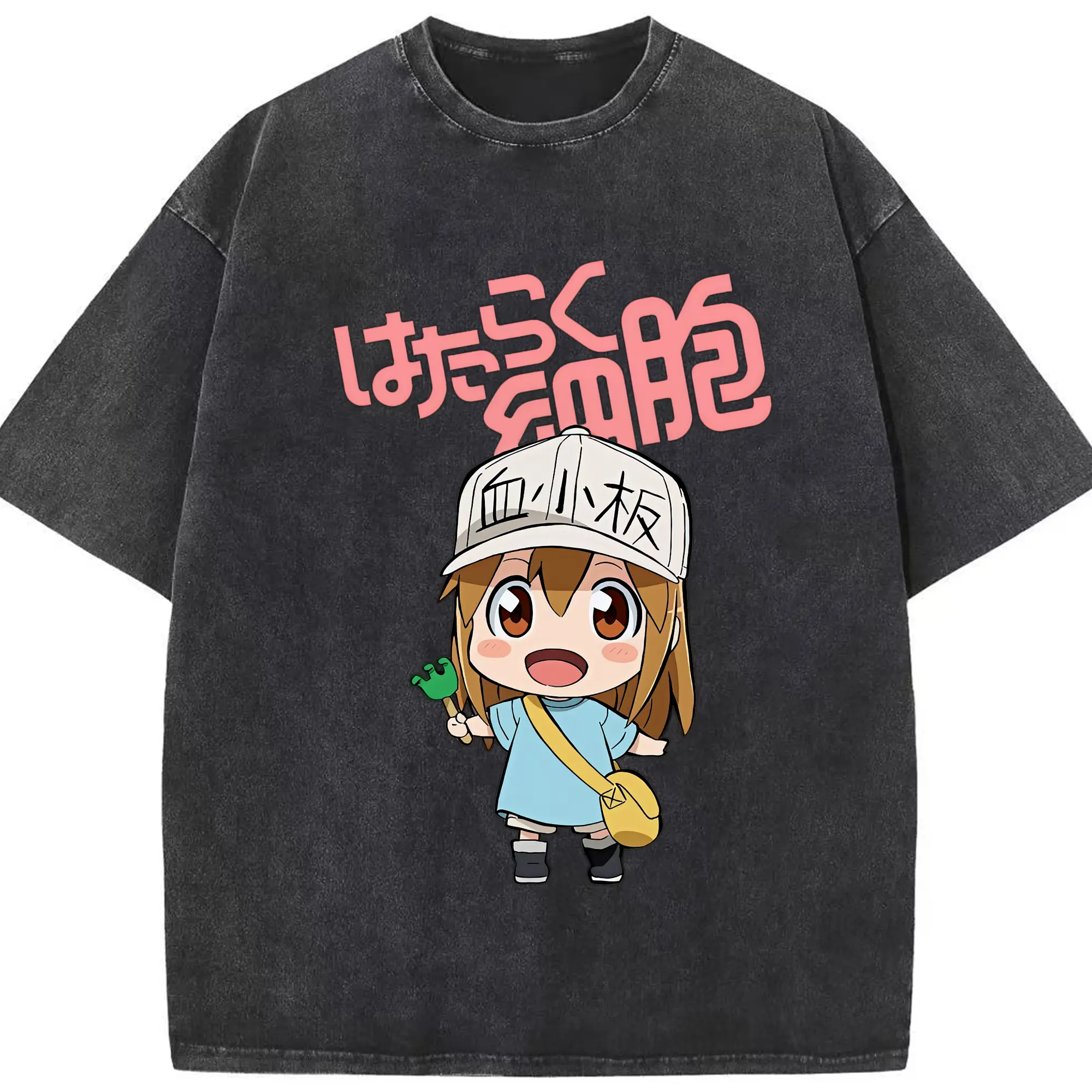 はたらく細胞 グッズ,血小板 - 綿100％ ヴィンテージ風 半袖Tシャツ ・ フロントプリント ・ 柔らか肌触り ・ 通気性 快適 ・ スポーツ カジュアル 外出用