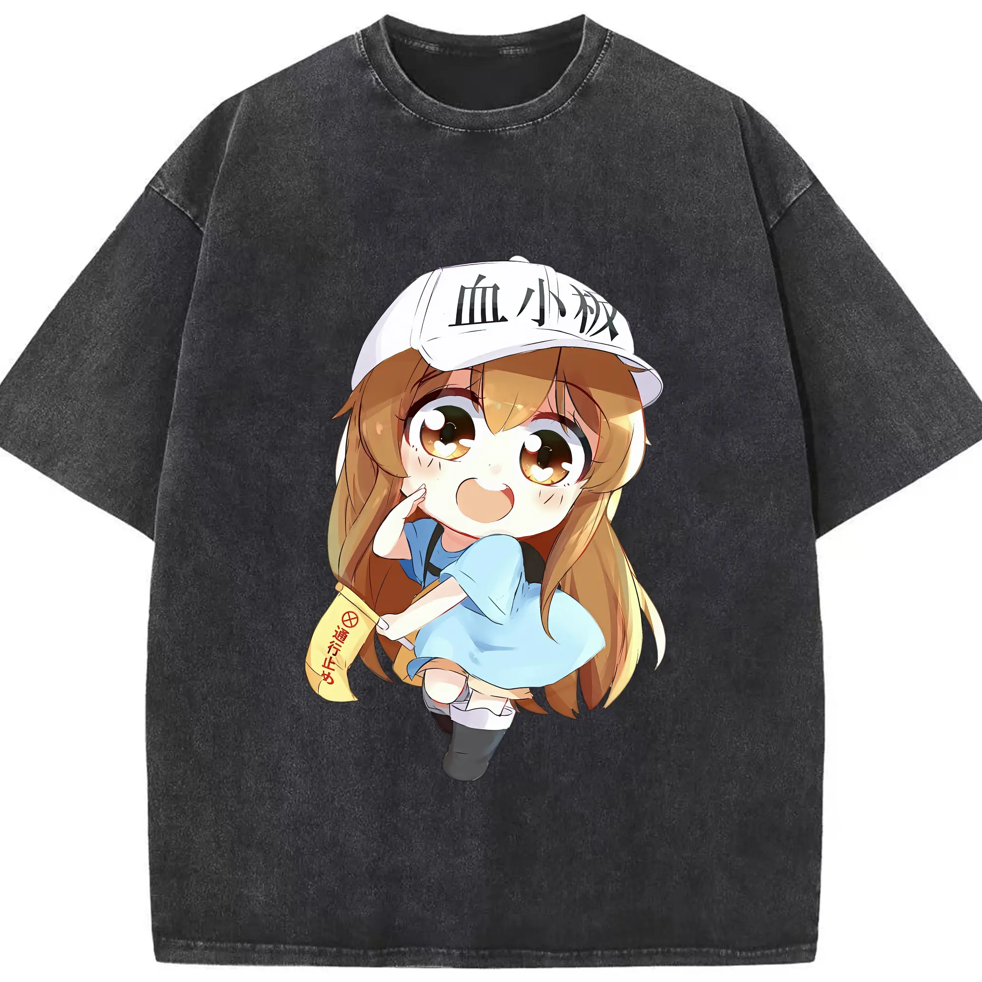 はたらく細胞 グッズ,血小板 - 綿100％ ヴィンテージ風 半袖Tシャツ ・ フロントプリント ・ 柔らか肌触り ・ 通気性 快適 ・ スポーツ カジュアル 外出用