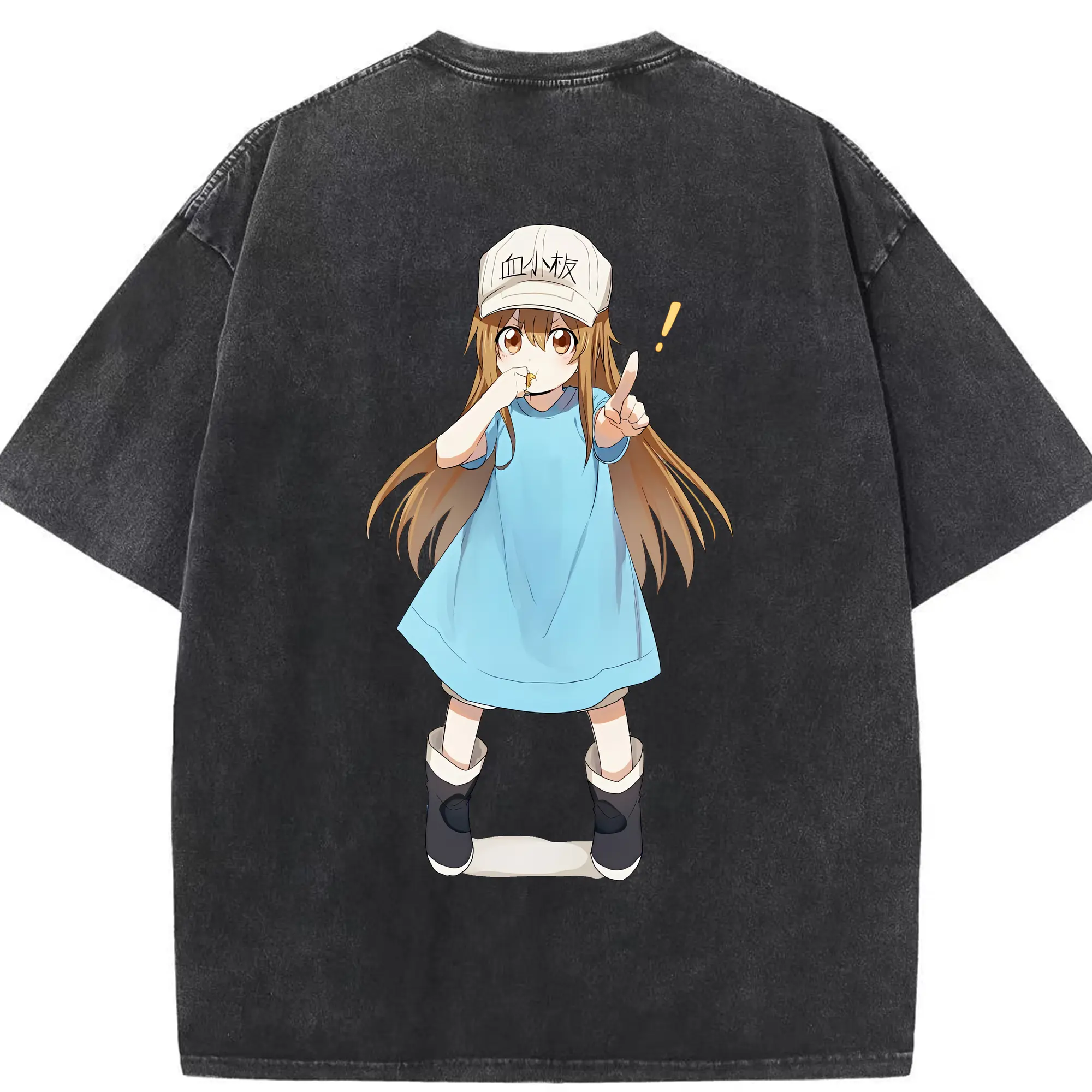 はたらく細胞 グッズ,血小板 - 綿100％ ヴィンテージ風 半袖Tシャツ ・ 背面プリント ・ 柔らか肌触り ・ 通気性 快適 ・ スポーツ カジュアル 外出用