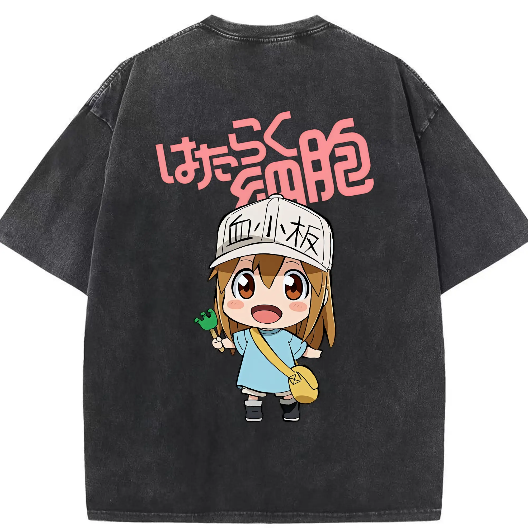 はたらく細胞 グッズ,血小板 - 綿100％ ヴィンテージ風 半袖Tシャツ ・ 背面プリント ・ 柔らか肌触り ・ 通気性 快適 ・ スポーツ カジュアル 外出用