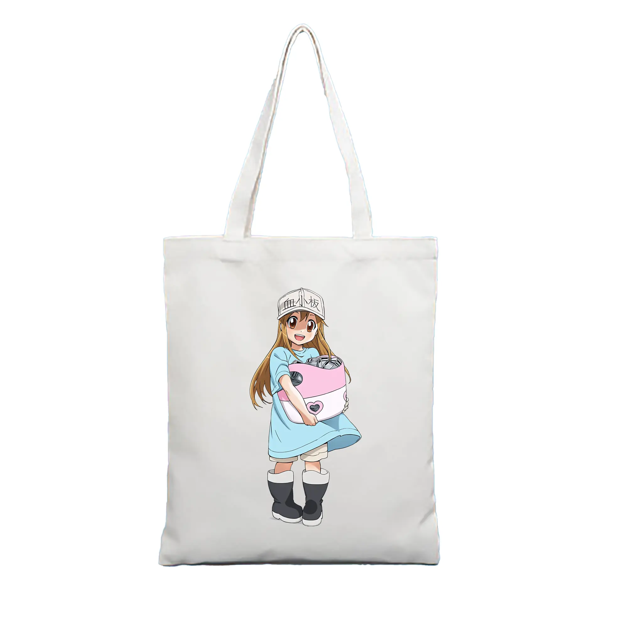 はたらく細胞 グッズ,血小板 - 縦型キャンバス手提げバッグ（トートバッグ） ・ キャンバス素材 ・ ショッピング用 ・ 軽量 丈夫 お手入れ簡単