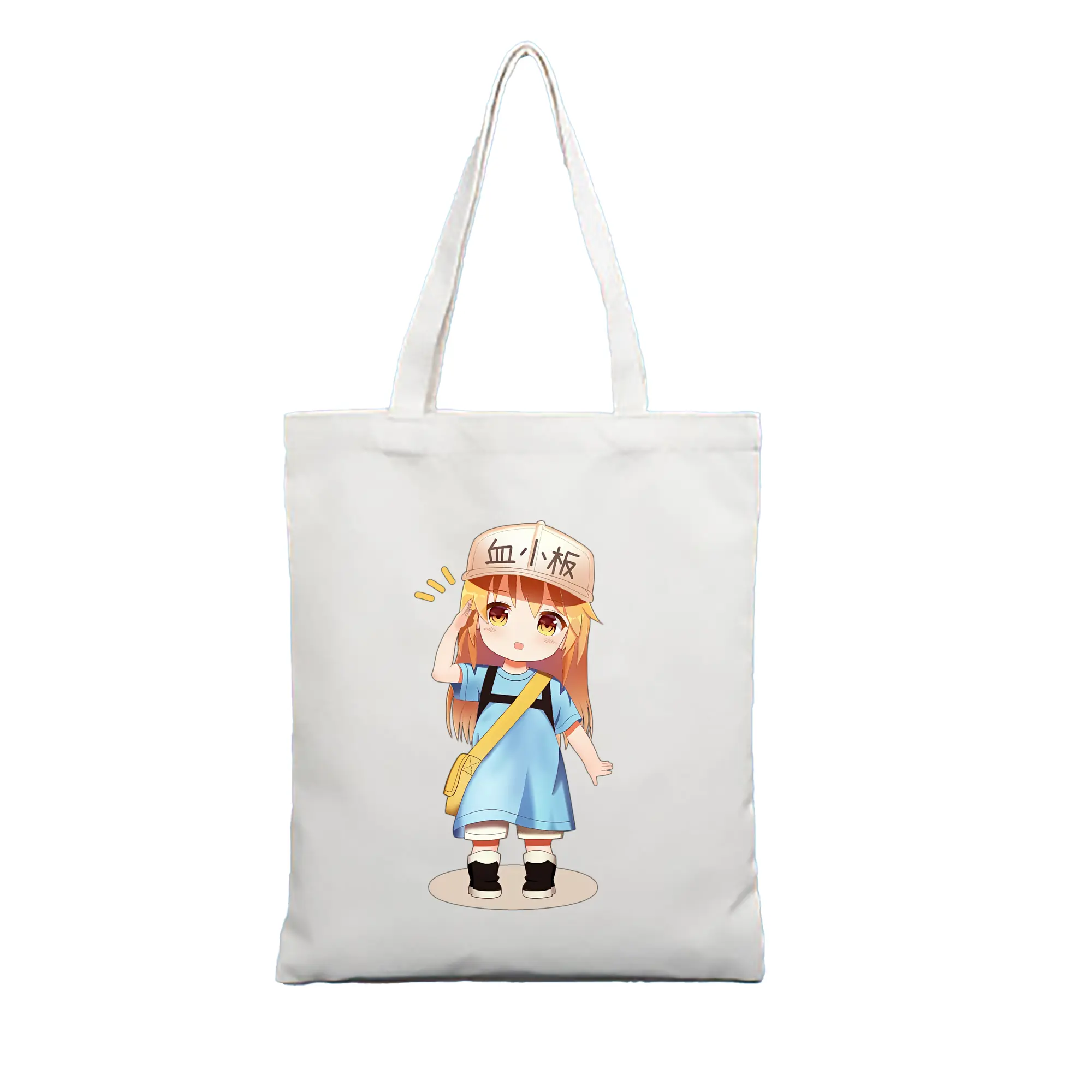 はたらく細胞 グッズ,血小板 - 縦型キャンバス手提げバッグ（トートバッグ） ・ キャンバス素材 ・ ショッピング用 ・ 軽量 丈夫 お手入れ簡単