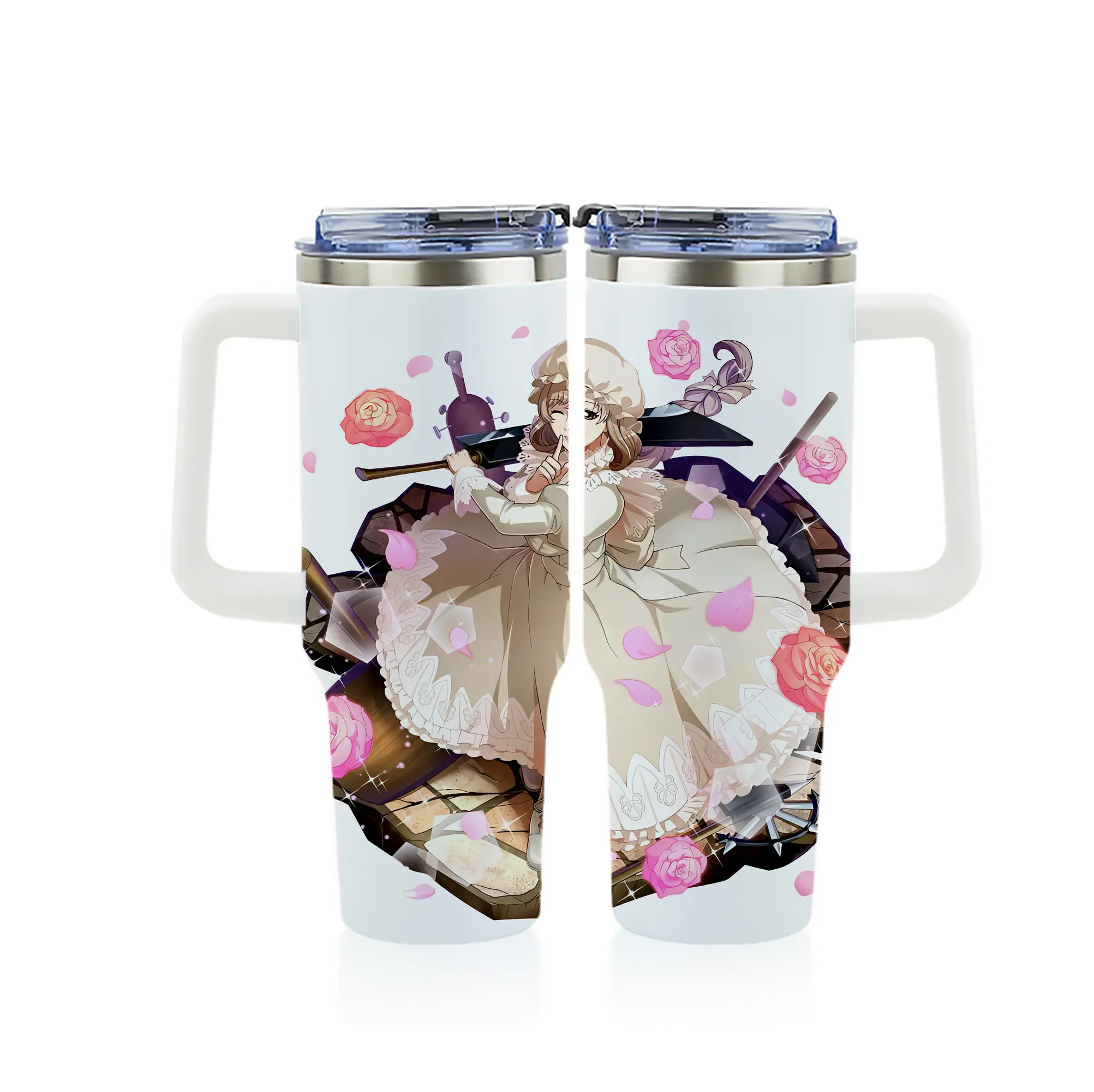 はたらく細胞 グッズ,マクロファージ - 1200mL フルプリント車用タンブラー ・ 304ステンレス 内側 ・ 201ステンレス 外側 ・ 保温 保冷 ・ 通勤 ドライブ アウトドア用