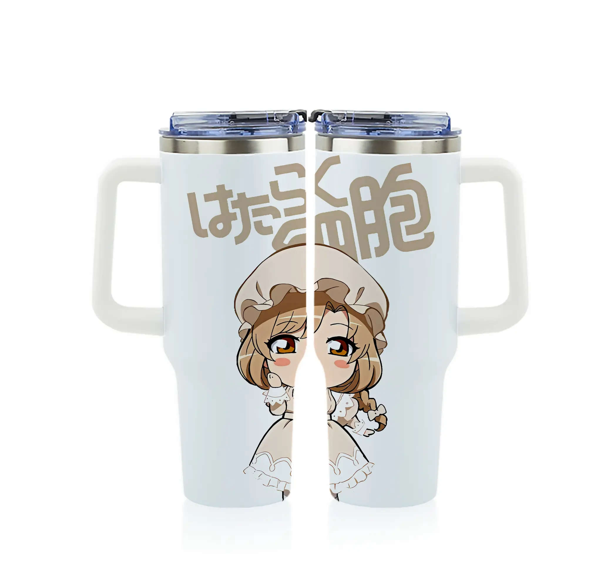 はたらく細胞 グッズ,マクロファージ - 1200mL フルプリント車用タンブラー ・ 304ステンレス 内側 ・ 201ステンレス 外側 ・ 保温 保冷 ・ 通勤 ドライブ アウトドア用