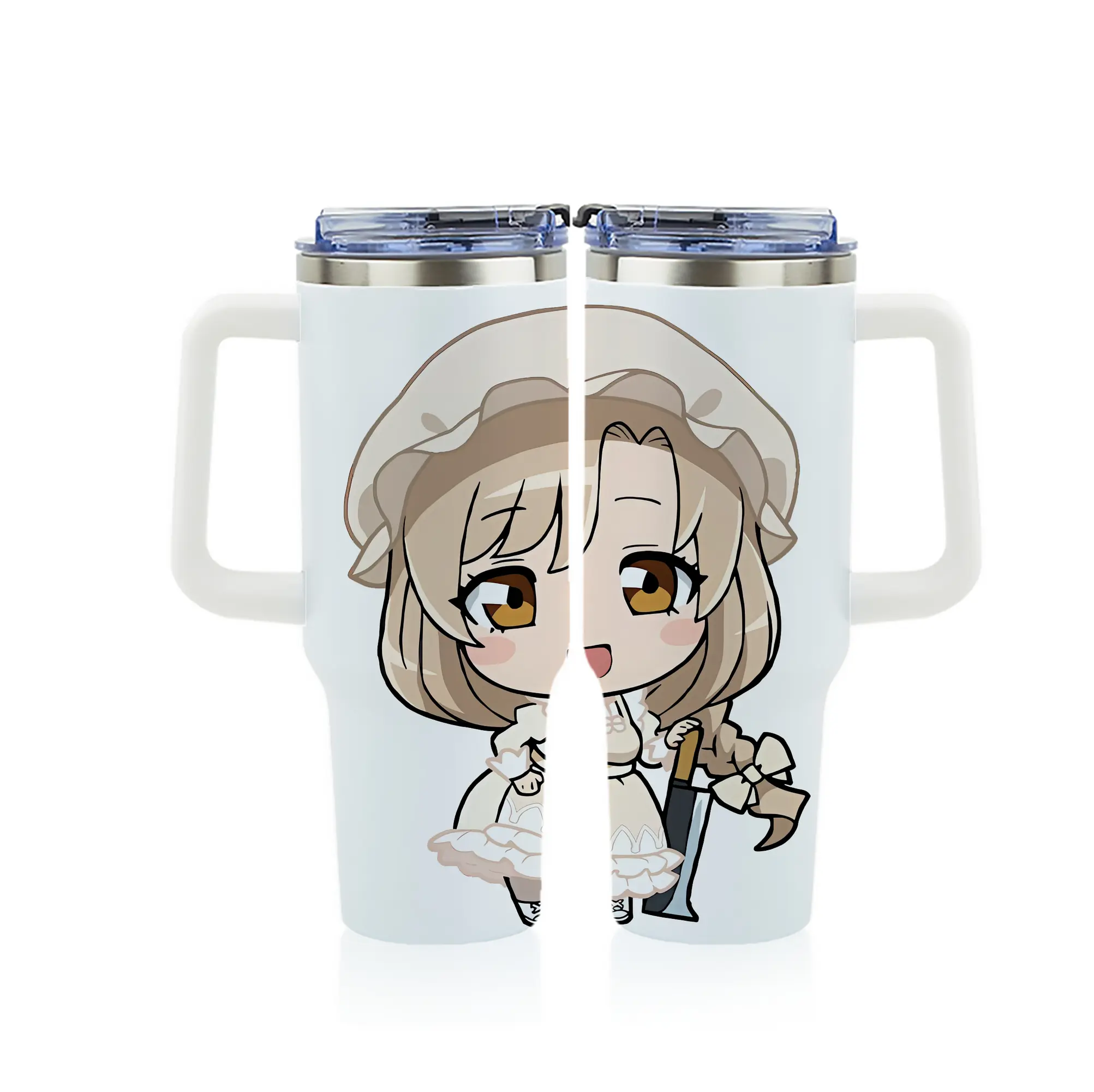 はたらく細胞 グッズ,マクロファージ - 1200mL フルプリント車用タンブラー ・ 304ステンレス 内側 ・ 201ステンレス 外側 ・ 保温 保冷 ・ 通勤 ドライブ アウトドア用