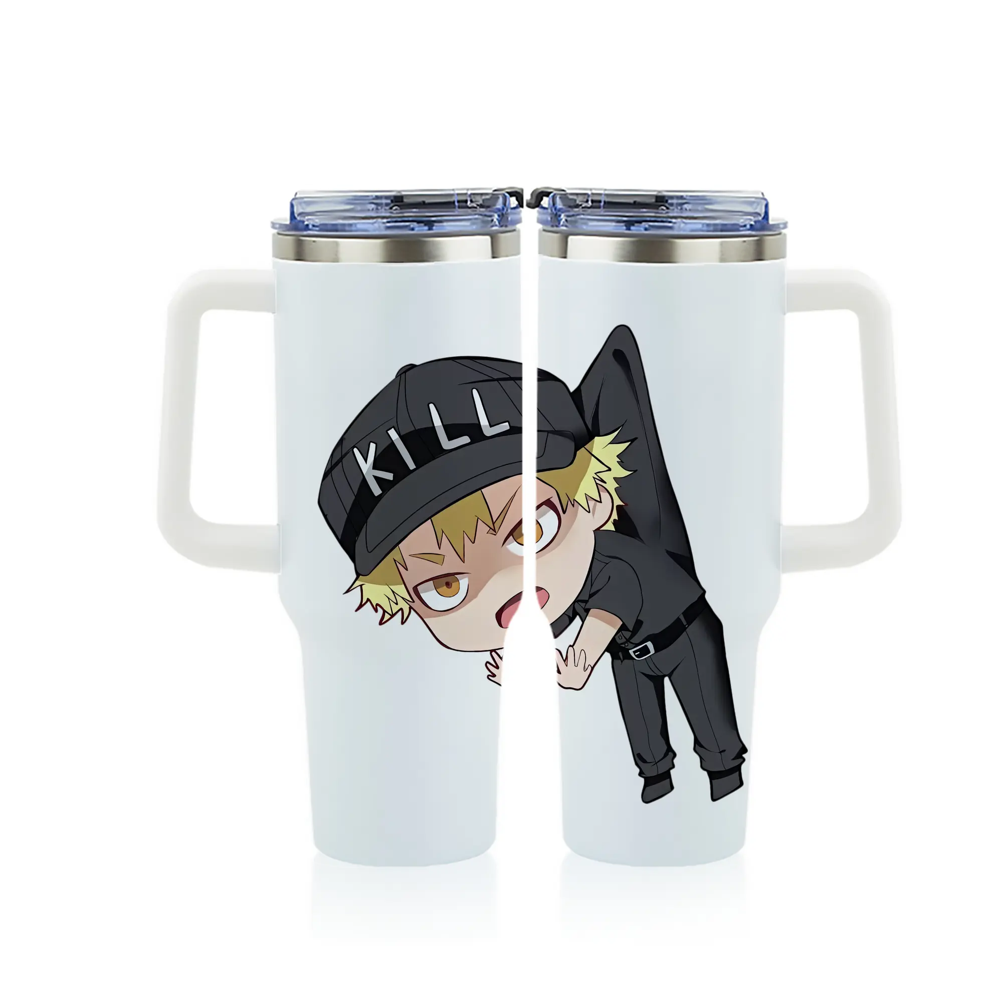 はたらく細胞 グッズ,キラーT細胞 - 1200mL フルプリント車用タンブラー ・ 304ステンレス 内側 ・ 201ステンレス 外側 ・ 保温 保冷 ・ 通勤 ドライブ アウトドア用