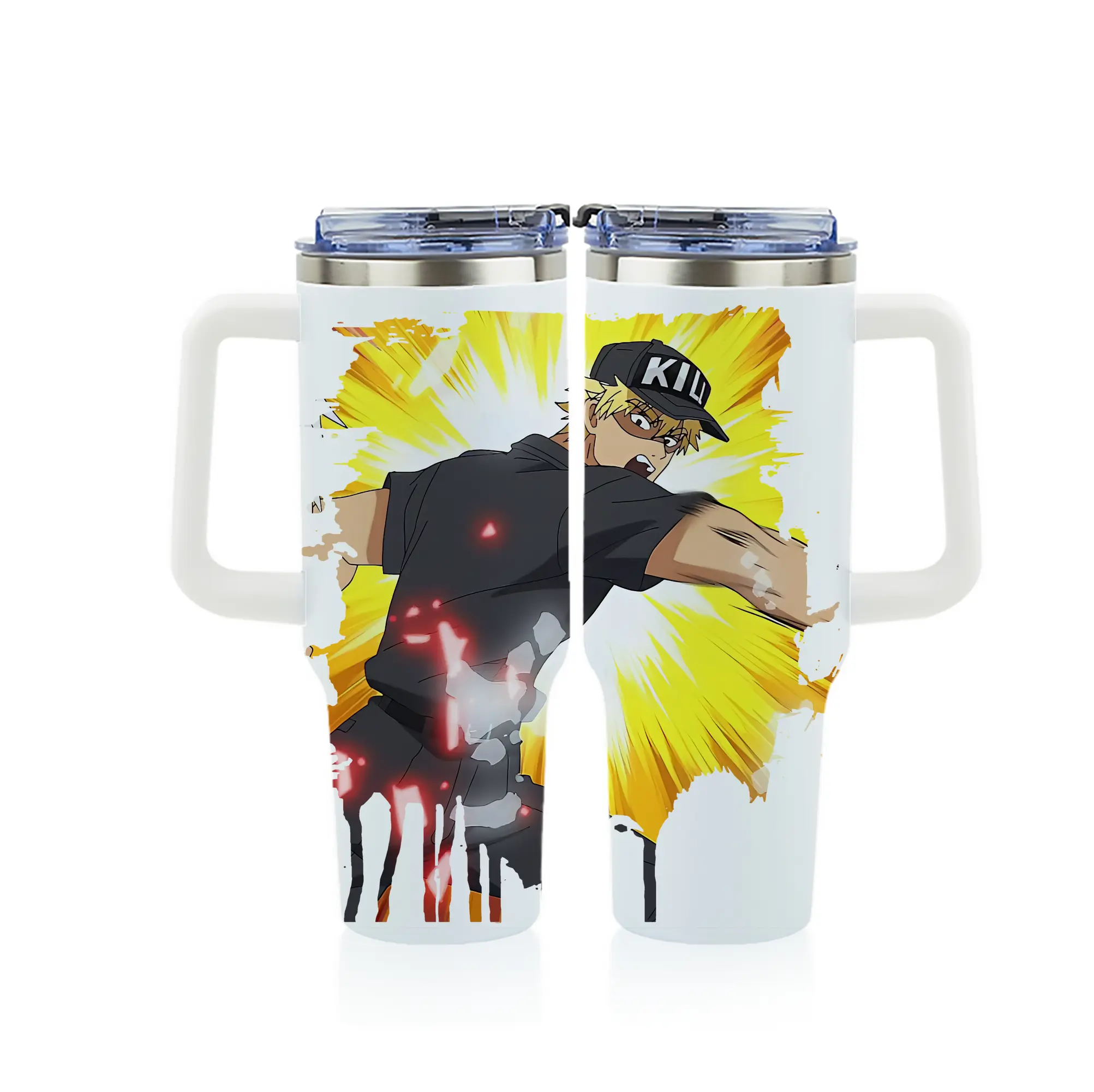 はたらく細胞 グッズ,キラーT細胞 - 1200mL フルプリント車用タンブラー ・ 304ステンレス 内側 ・ 201ステンレス 外側 ・ 保温 保冷 ・ 通勤 ドライブ アウトドア用