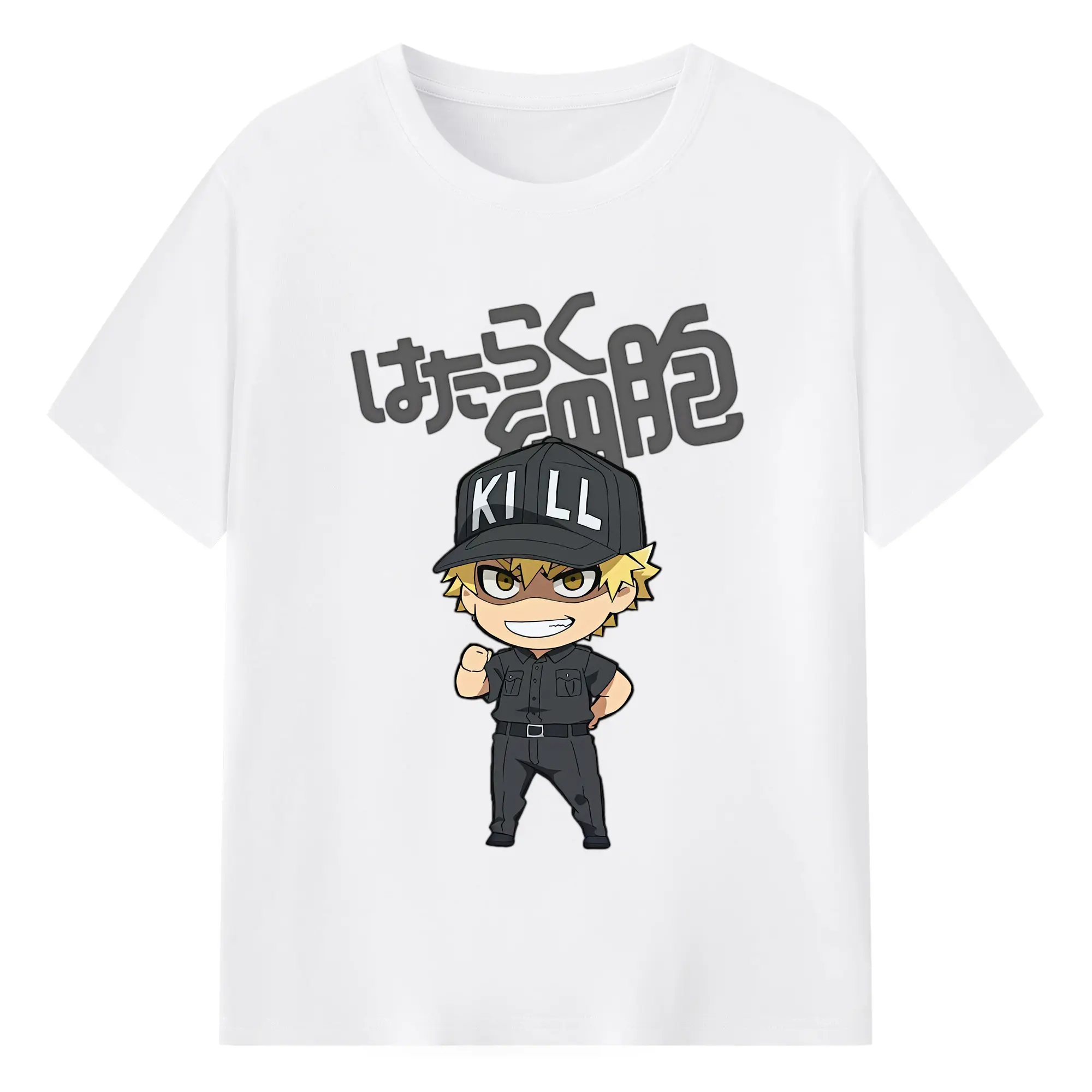 はたらく細胞 グッズ,キラーT細胞 - 綿100％ 半袖Tシャツ ・ フロントプリント ・ 快適 通気性 ・ 日常使い 散歩 スポーツ用