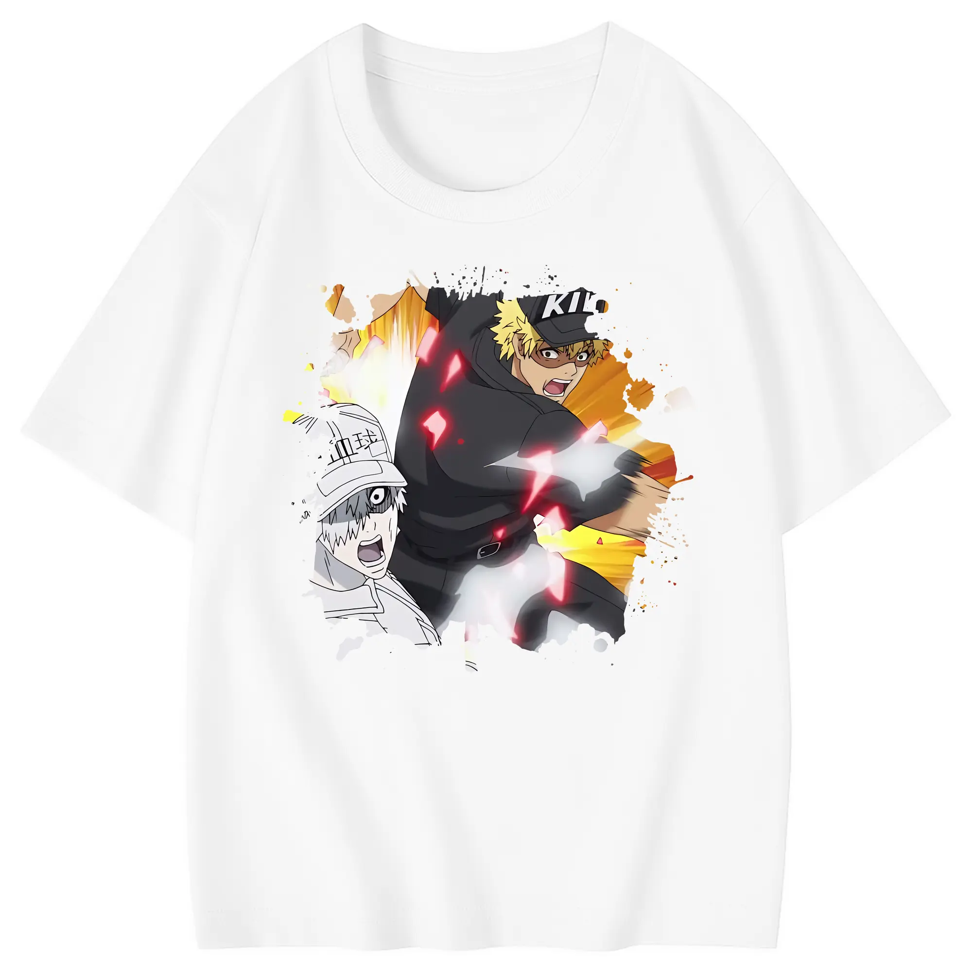 はたらく細胞 グッズ,キラーT細胞 - 綿100％ キッズTシャツ ・ フロントプリント ・ 快適 通気性 ・ スポーツ カジュアル 散歩用