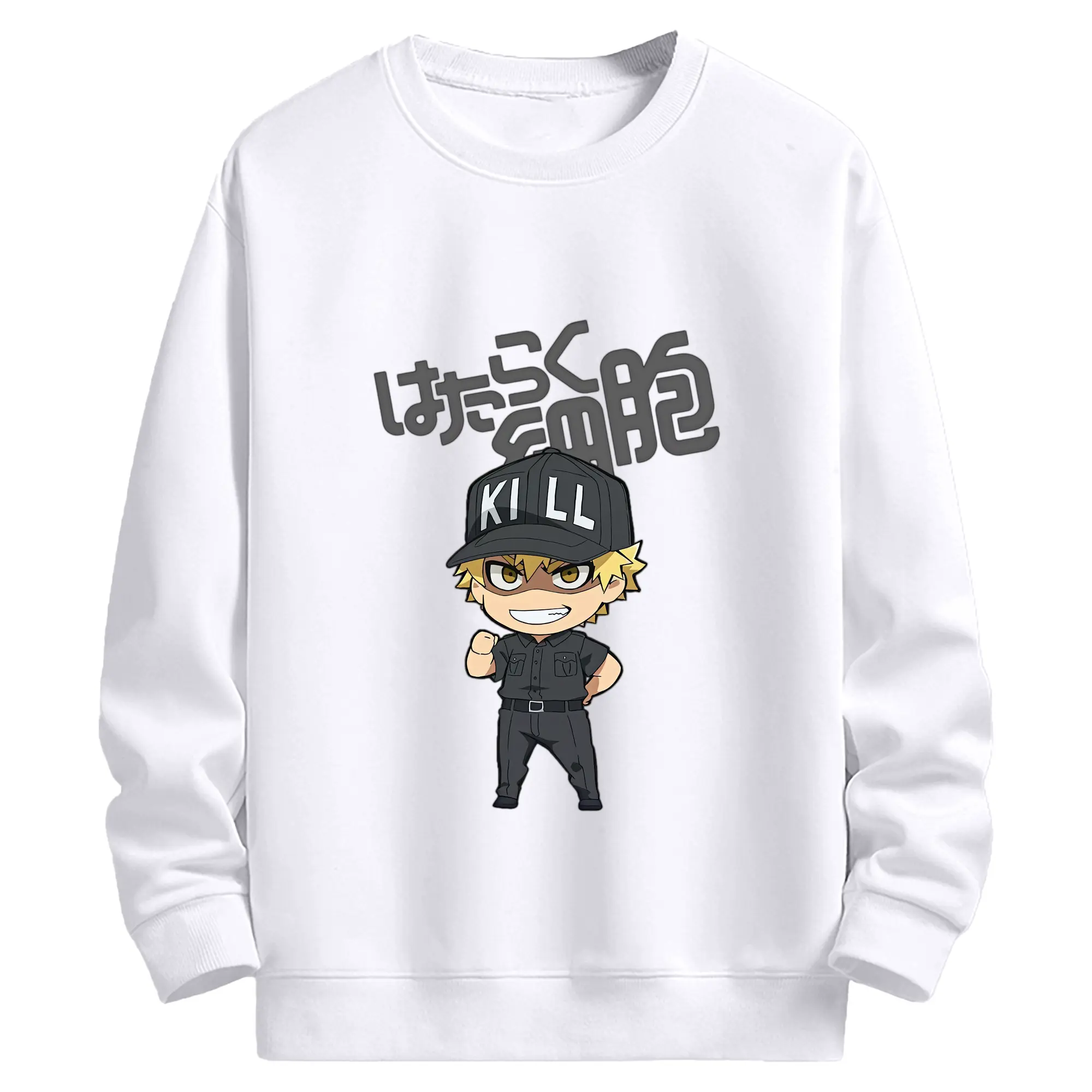 はたらく細胞 グッズ,キラーT細胞 - 高品質 クルーネック スウェット ・ コットン59％ ポリエステル41％ ・ ユニセックス 長袖 トレーナー ・ カジュアル デイリー スポーツ 散歩用