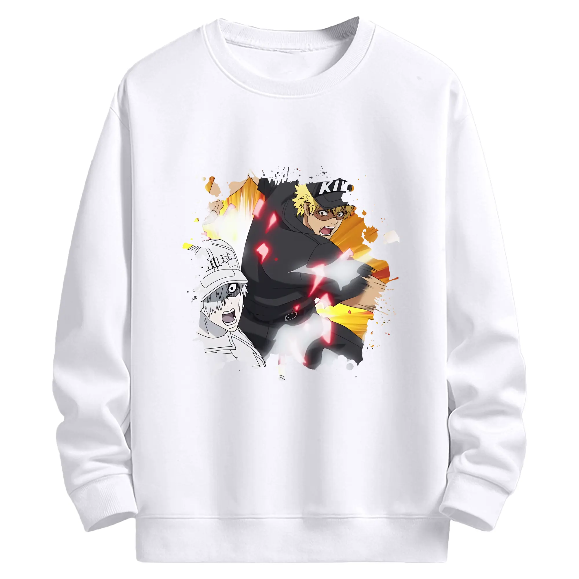 はたらく細胞 グッズ,キラーT細胞 - 高品質 クルーネック スウェット ・ コットン59％ ポリエステル41％ ・ ユニセックス 長袖 トレーナー ・ カジュアル デイリー スポーツ 散歩用