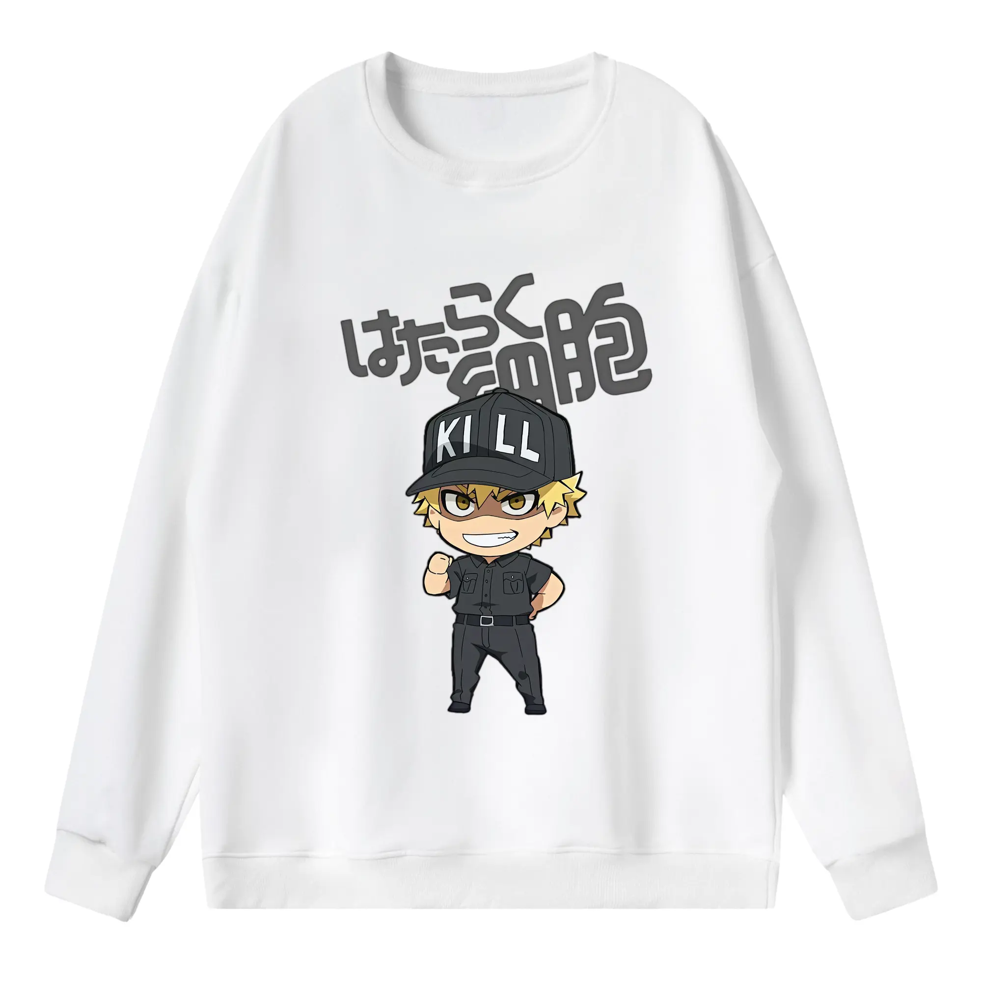 はたらく細胞 グッズ,キラーT細胞 - 薄手 クルーネック スウェット 裏毛260g · ポリエステル 春秋向け カジュアル 男女兼用 · トレーナー デイリー スポーツ 散歩に最適