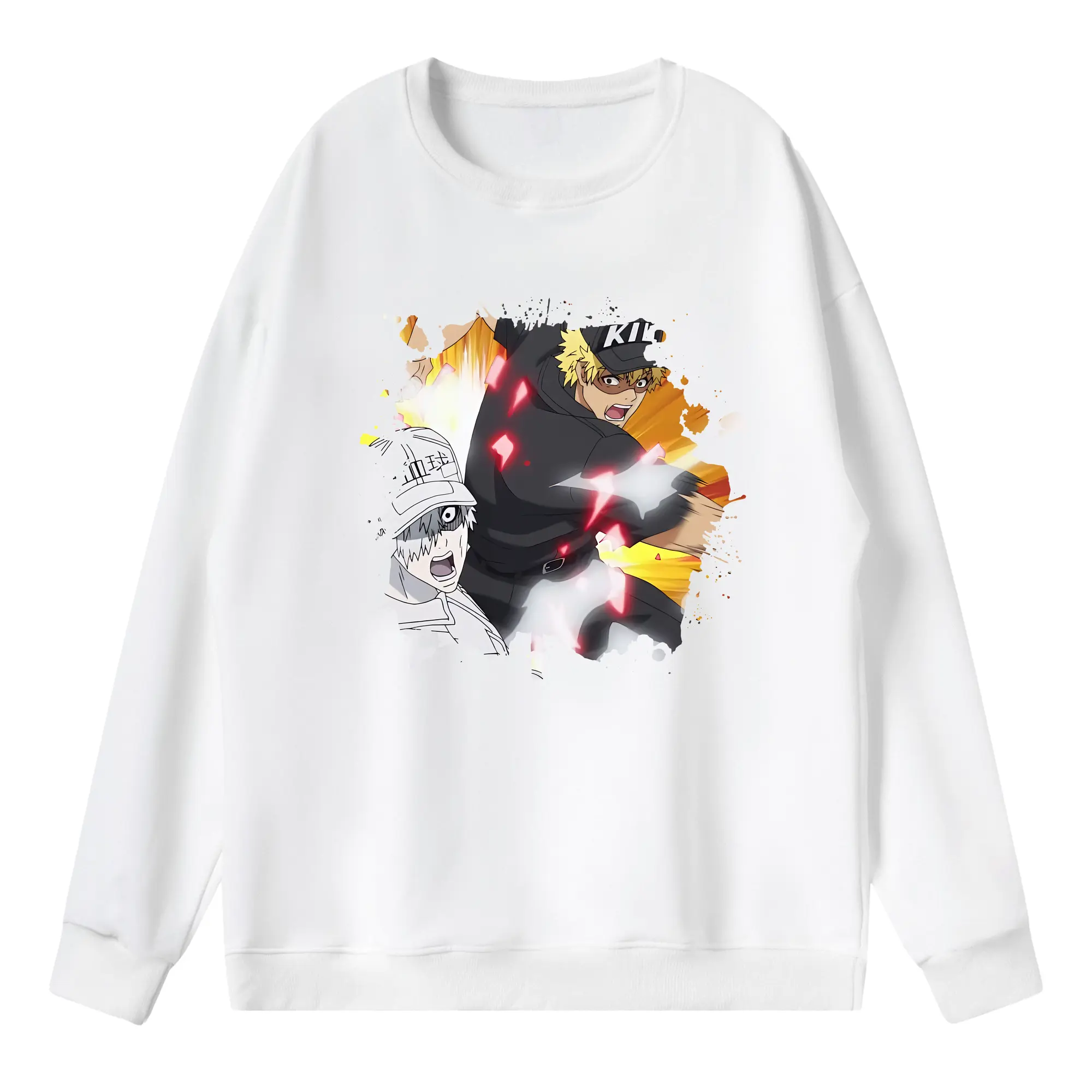 はたらく細胞 グッズ,キラーT細胞 - 薄手 クルーネック スウェット 裏毛260g · ポリエステル 春秋向け カジュアル 男女兼用 · トレーナー デイリー スポーツ 散歩に最適