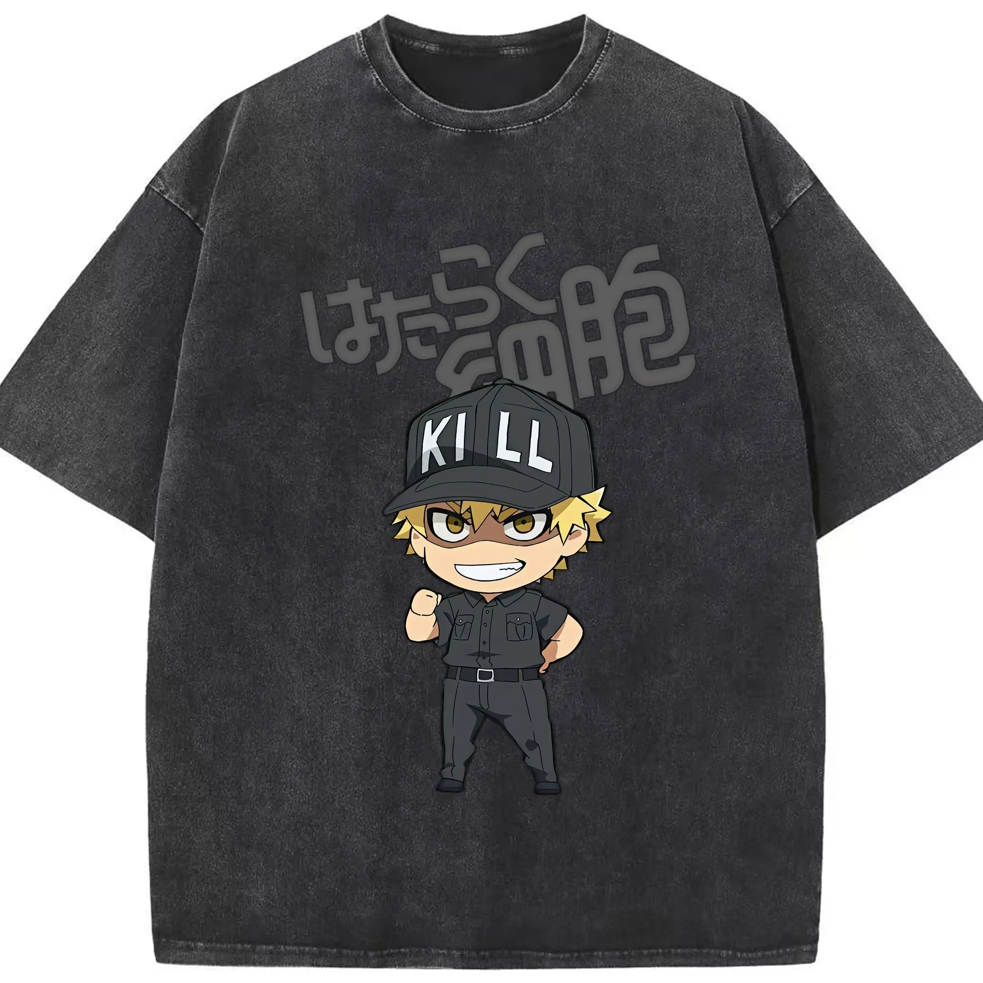 はたらく細胞 グッズ,キラーT細胞 - 綿100％ ヴィンテージ風 半袖Tシャツ ・ フロントプリント ・ 柔らか肌触り ・ 通気性 快適 ・ スポーツ カジュアル 外出用