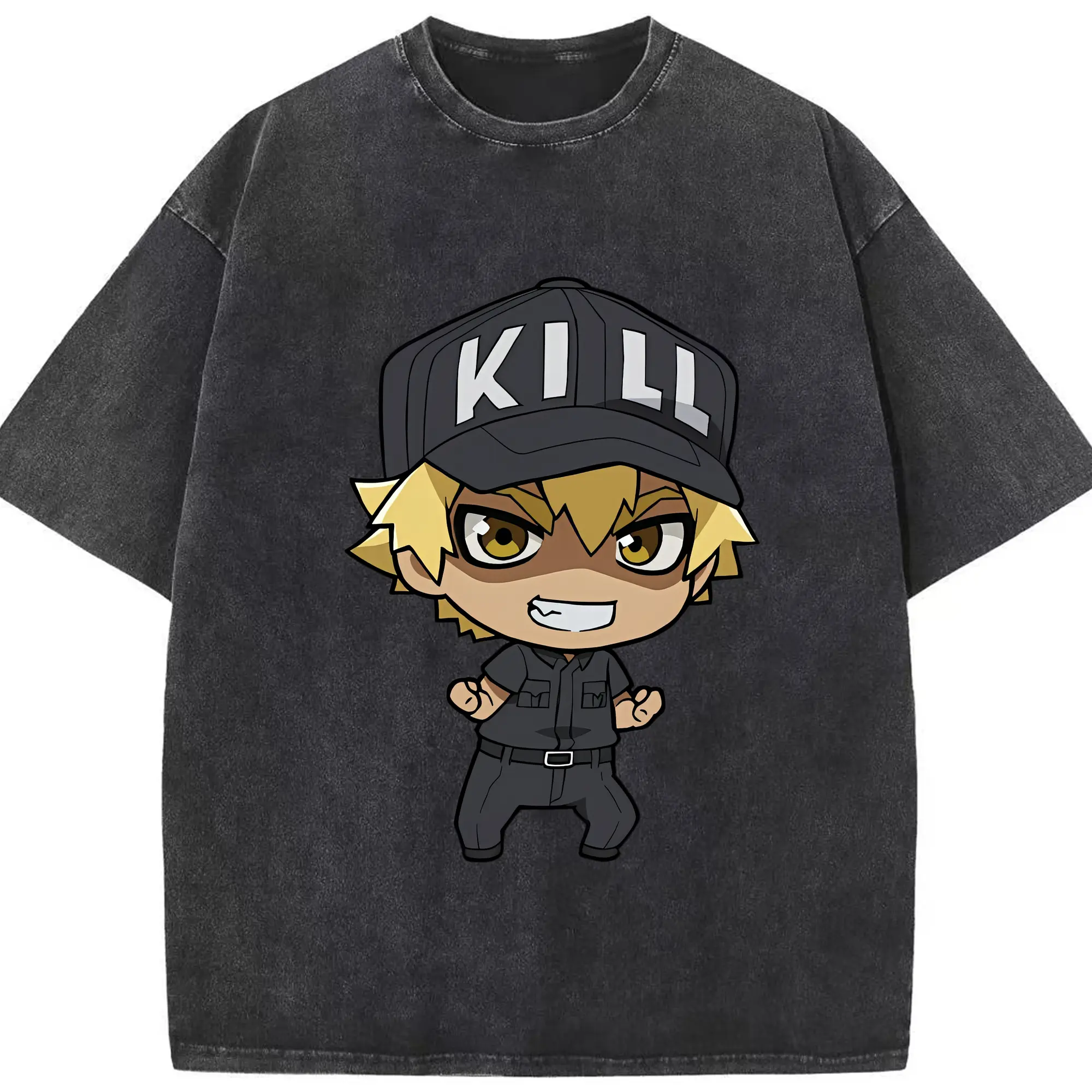 はたらく細胞 グッズ,キラーT細胞 - 綿100％ ヴィンテージ風 半袖Tシャツ ・ フロントプリント ・ 柔らか肌触り ・ 通気性 快適 ・ スポーツ カジュアル 外出用