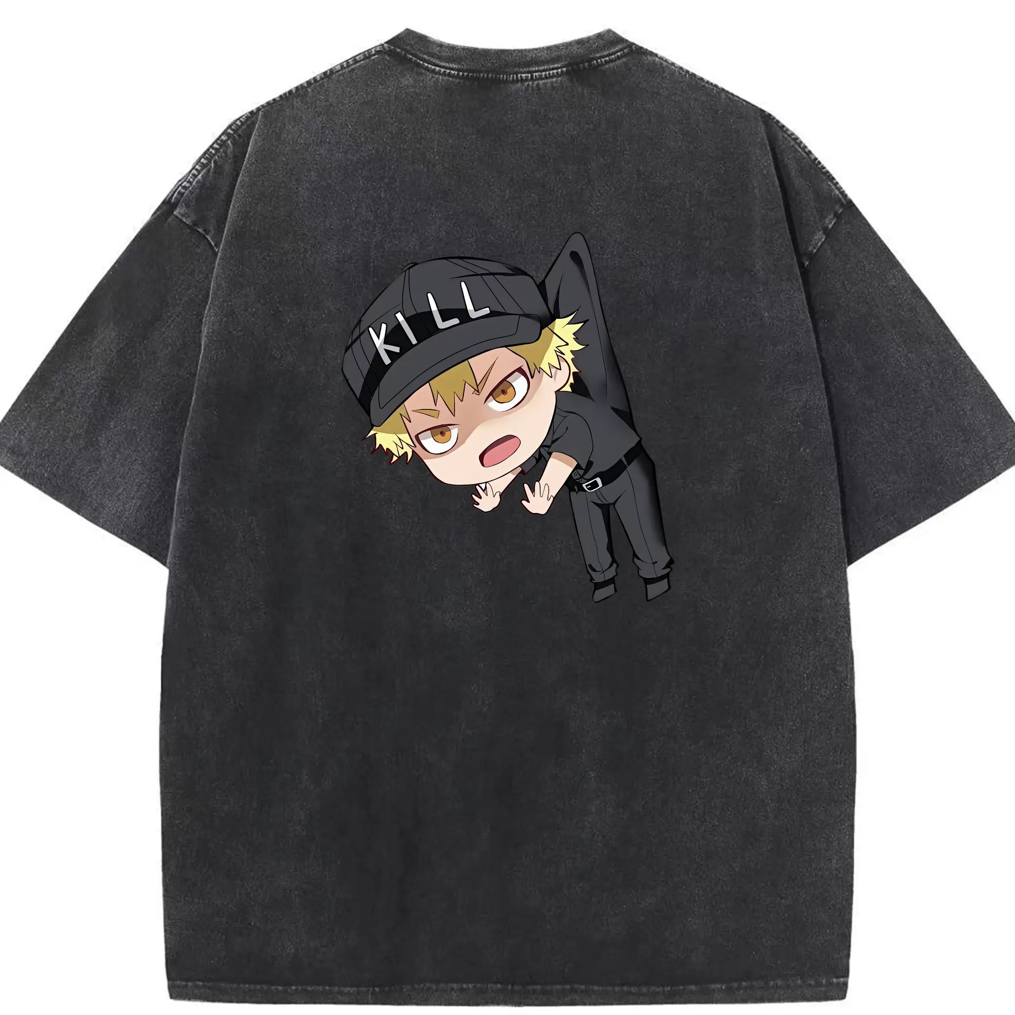 はたらく細胞 グッズ,キラーT細胞 - 綿100％ ヴィンテージ風 半袖Tシャツ ・ 背面プリント ・ 柔らか肌触り ・ 通気性 快適 ・ スポーツ カジュアル 外出用