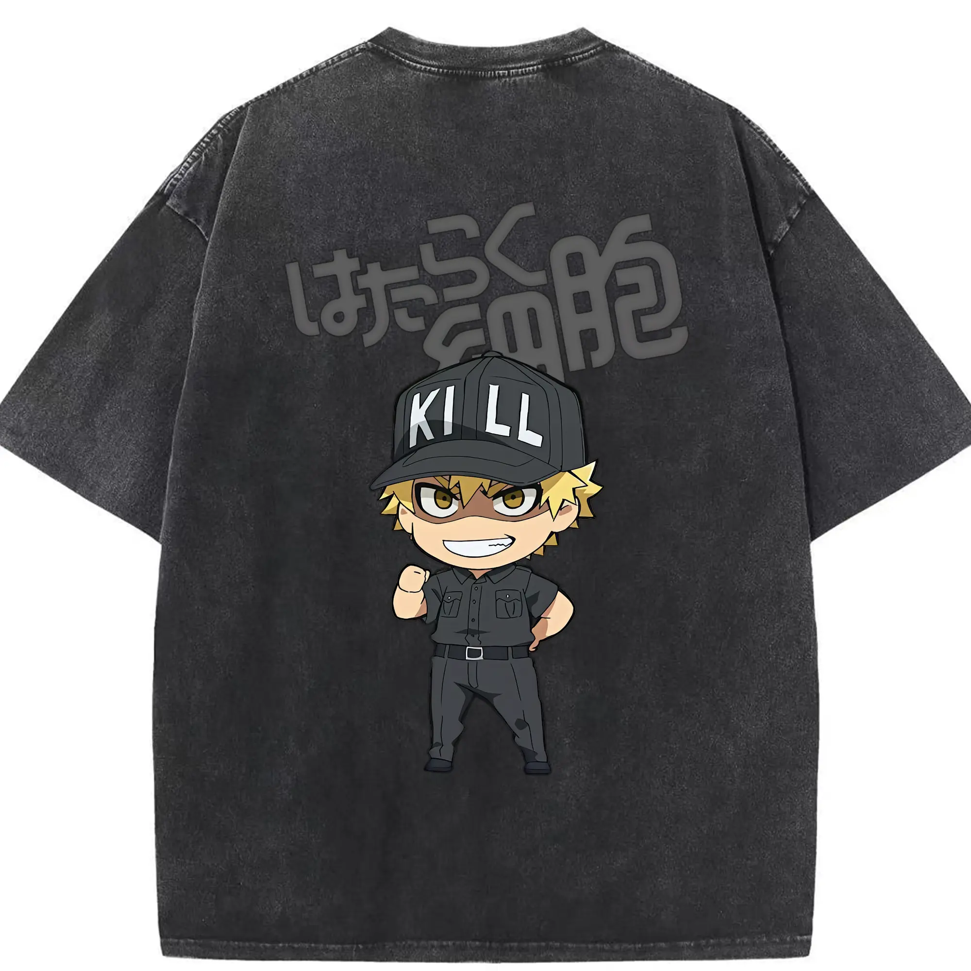 はたらく細胞 グッズ,キラーT細胞 - 綿100％ ヴィンテージ風 半袖Tシャツ ・ 背面プリント ・ 柔らか肌触り ・ 通気性 快適 ・ スポーツ カジュアル 外出用