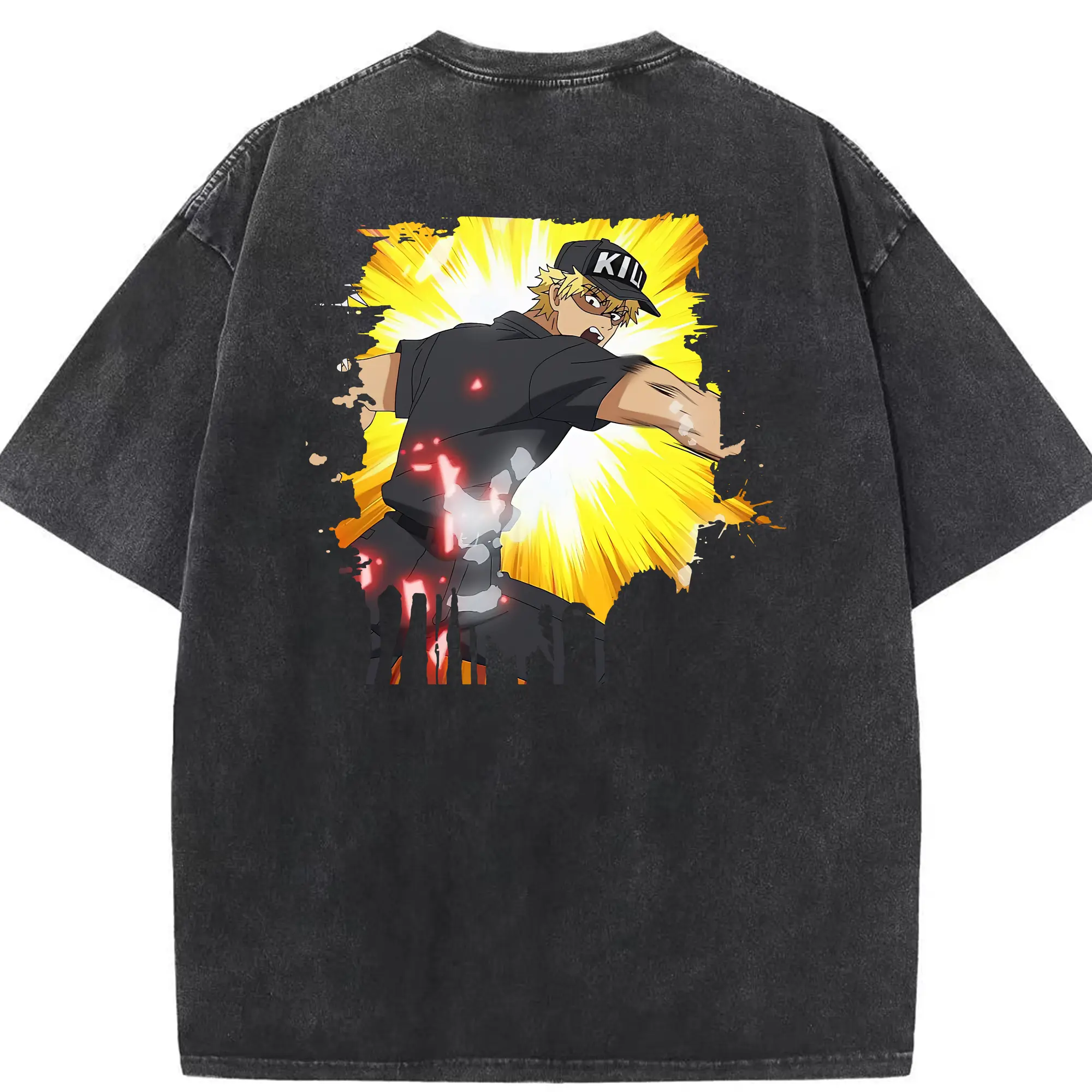 はたらく細胞 グッズ,キラーT細胞 - 綿100％ ヴィンテージ風 半袖Tシャツ ・ 背面プリント ・ 柔らか肌触り ・ 通気性 快適 ・ スポーツ カジュアル 外出用