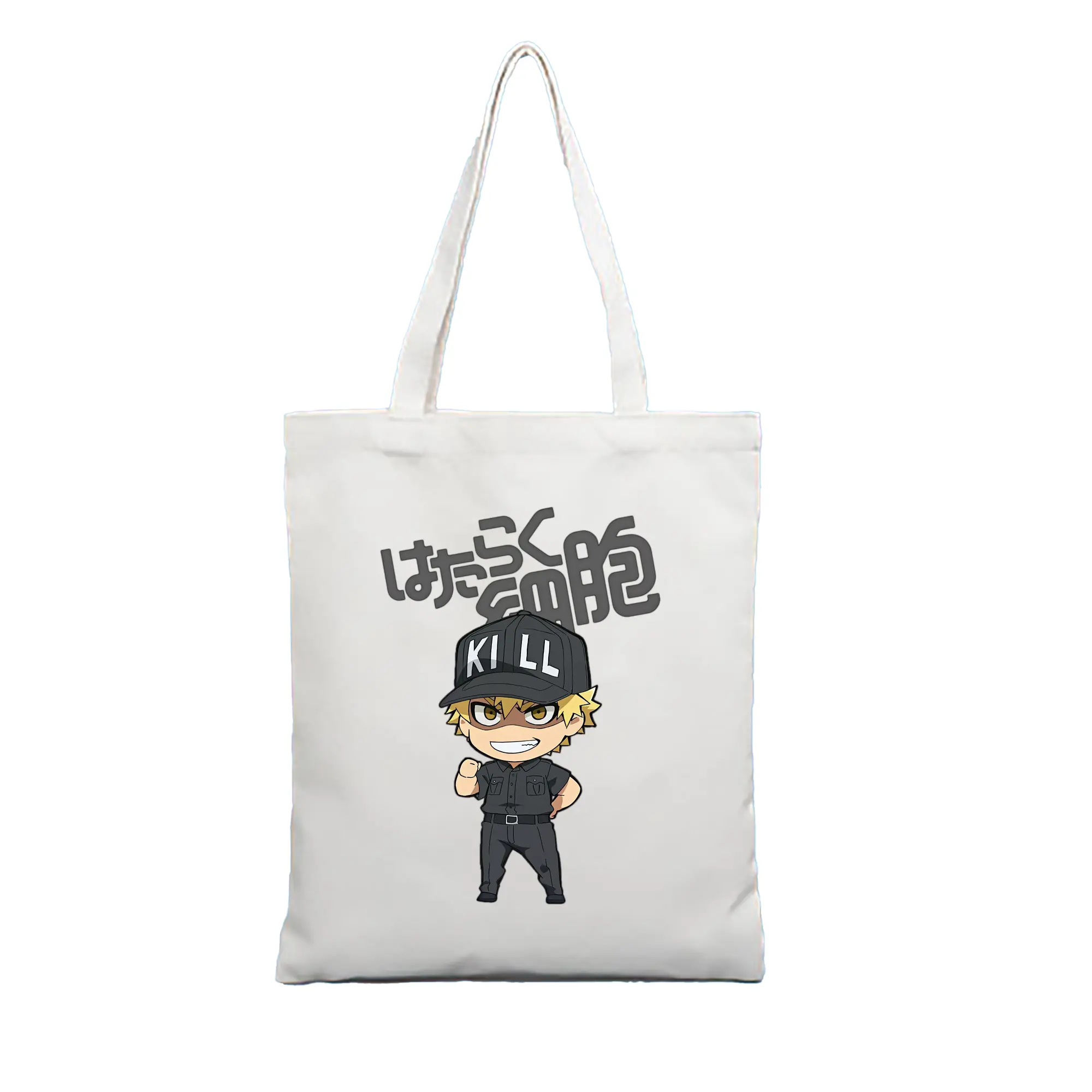 はたらく細胞 グッズ,キラーT細胞 - 縦型キャンバス手提げバッグ（トートバッグ） ・ キャンバス素材 ・ ショッピング用 ・ 軽量 丈夫 お手入れ簡単