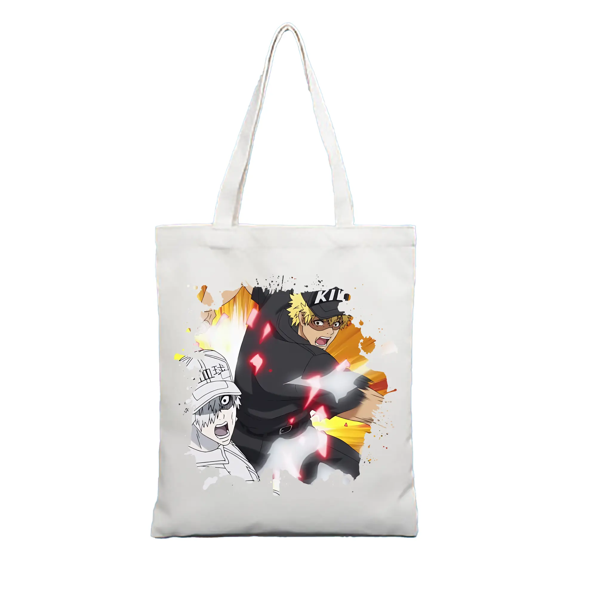 はたらく細胞 グッズ,キラーT細胞 - 縦型キャンバス手提げバッグ（トートバッグ） ・ キャンバス素材 ・ ショッピング用 ・ 軽量 丈夫 お手入れ簡単