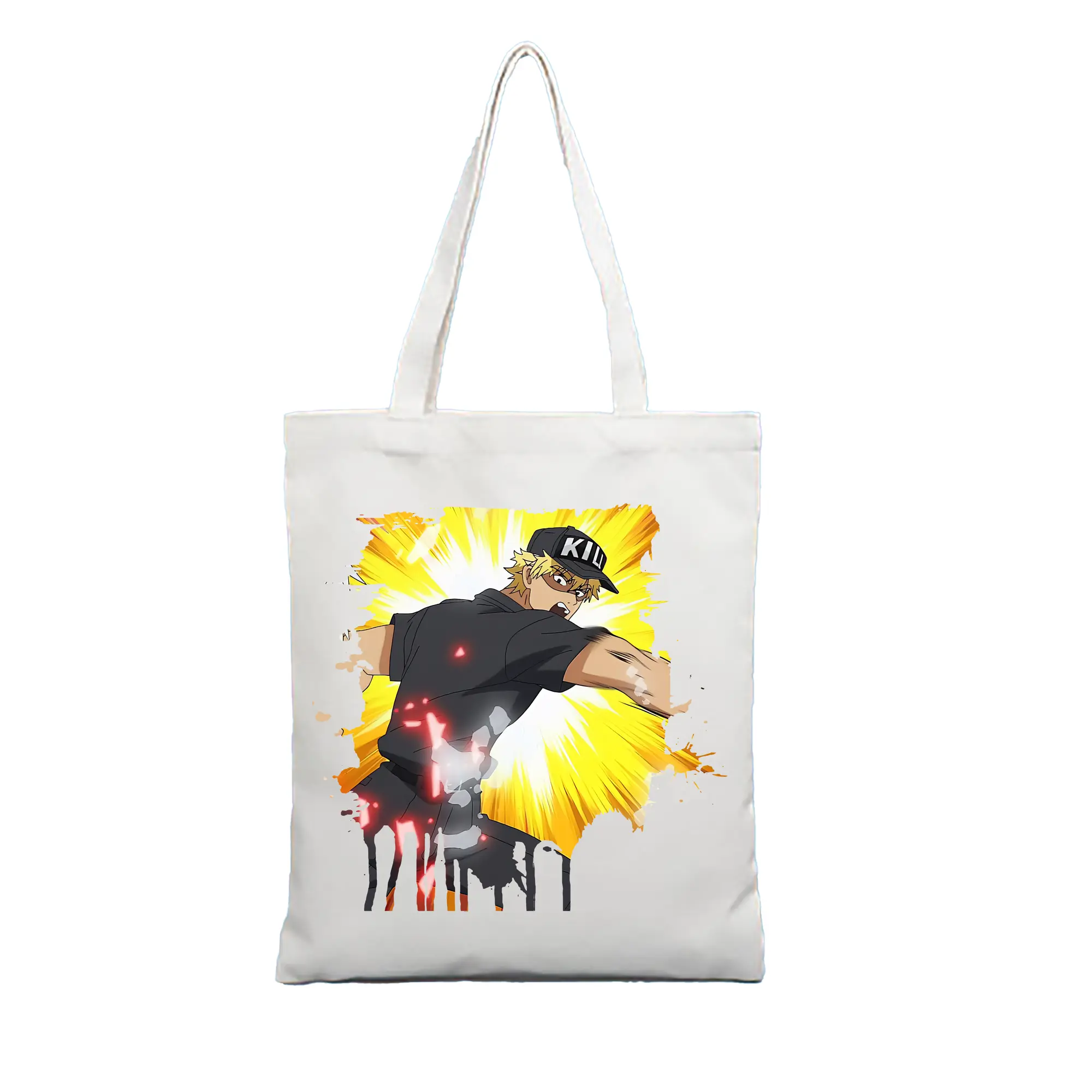 はたらく細胞 グッズ,キラーT細胞 - 縦型キャンバス手提げバッグ（トートバッグ） ・ キャンバス素材 ・ ショッピング用 ・ 軽量 丈夫 お手入れ簡単