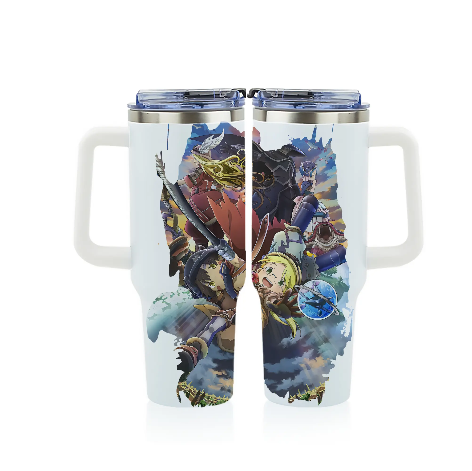 メイドインアビス グッズ,リコ - 1200mL フルプリント車用タンブラー ・ 304ステンレス 内側 ・ 201ステンレス 外側 ・ 保温 保冷 ・ 通勤 ドライブ アウトドア用