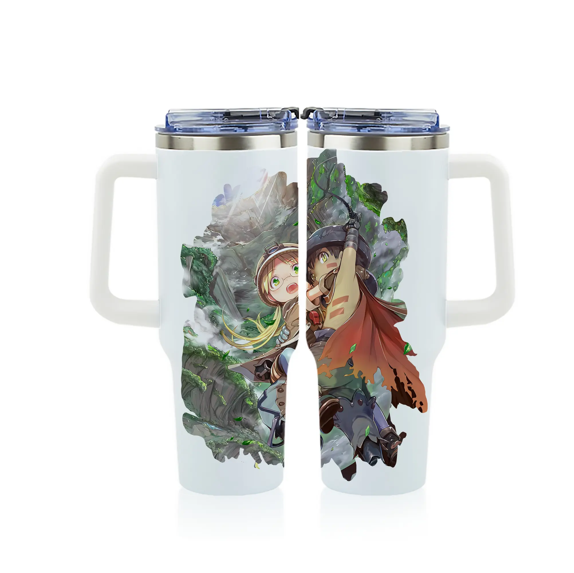 メイドインアビス グッズ,リコ - 1200mL フルプリント車用タンブラー ・ 304ステンレス 内側 ・ 201ステンレス 外側 ・ 保温 保冷 ・ 通勤 ドライブ アウトドア用