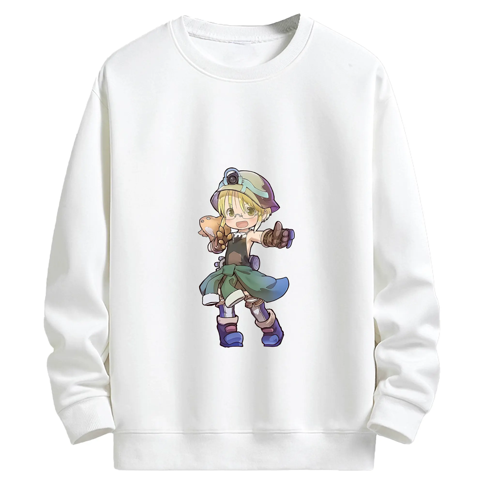 メイドインアビス グッズ,リコ - キッズ クルーネックスウェットシャツ ・ フロントプリント ・ 綿80％ ポリエステル20％ ・ 快適 通学 スポーツ 日常使い お散歩用